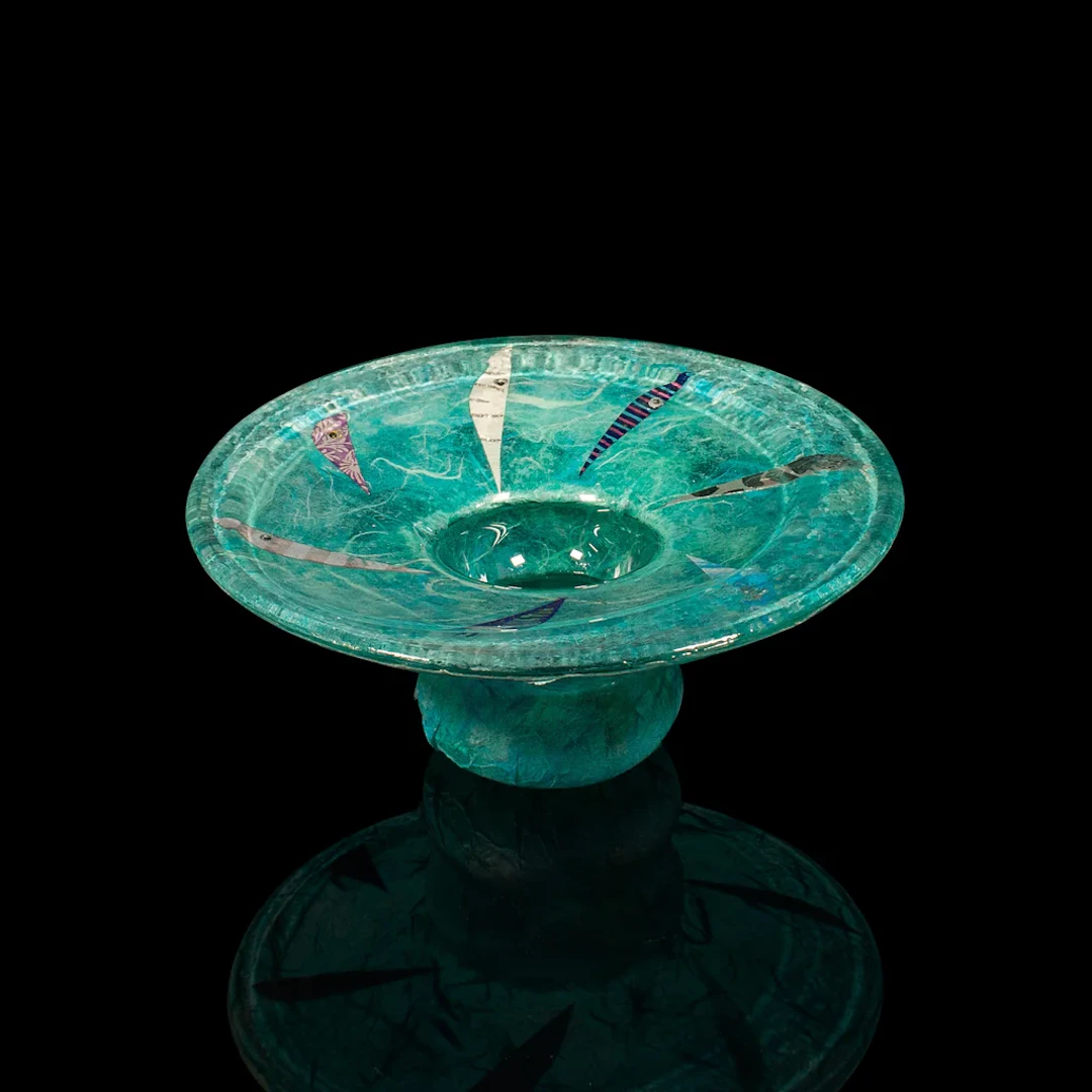 Contemporary Decorative Tea Light Stand, English Art Glass, Votive