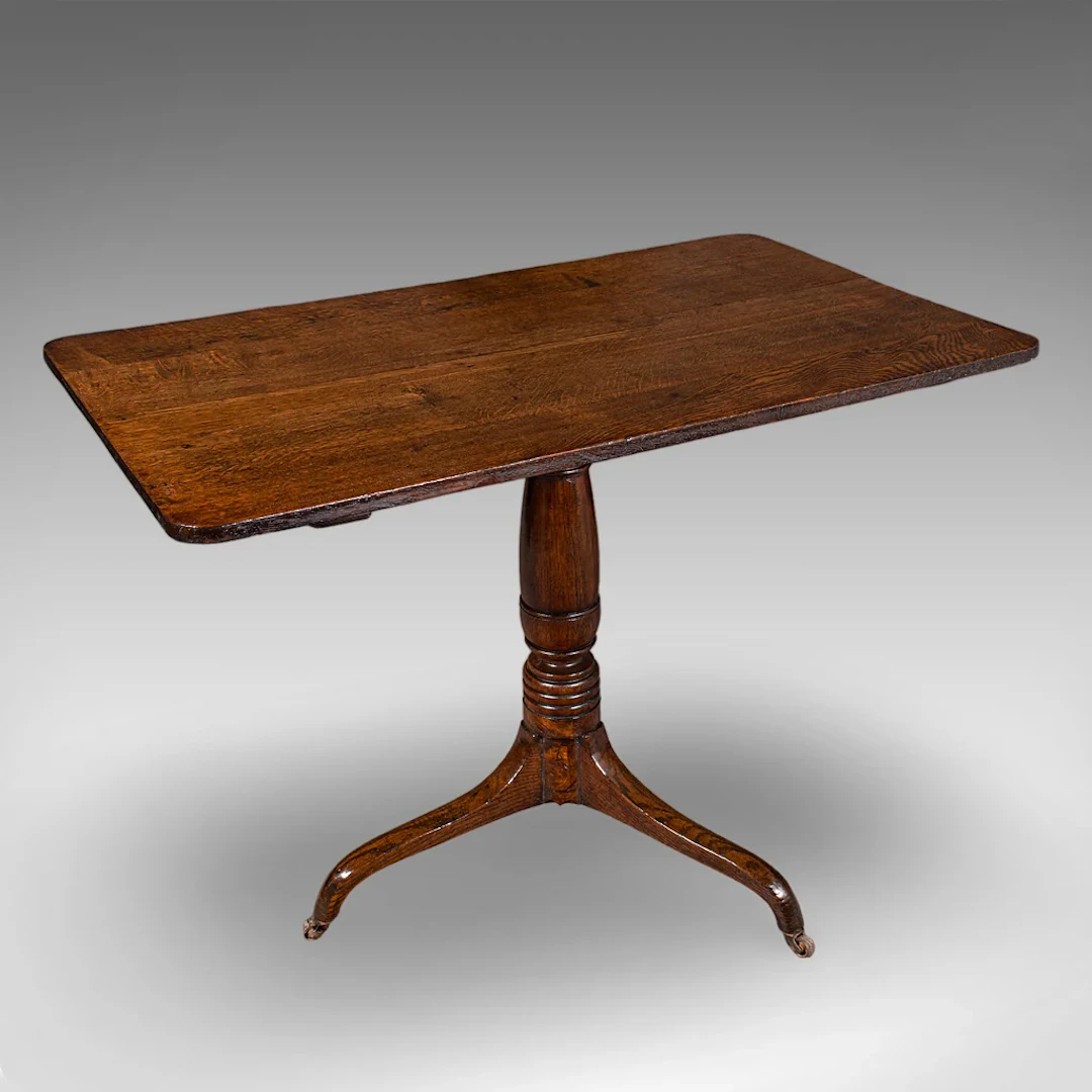 Antique Parlour Drinking Table, Scottish Oak, Tilt Top, Country House