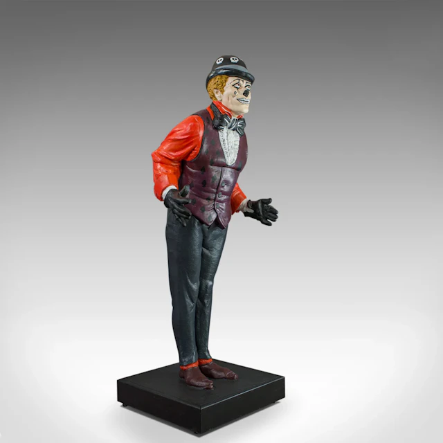Life Size Vintage Clown Statue, English, Plaster, Day of the Dead, mid C20th