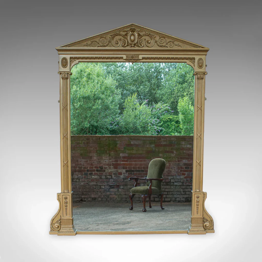 Very Large Antique Overmantel Mirror 230cm x 189.5cm (7'5"x6'2") Classical