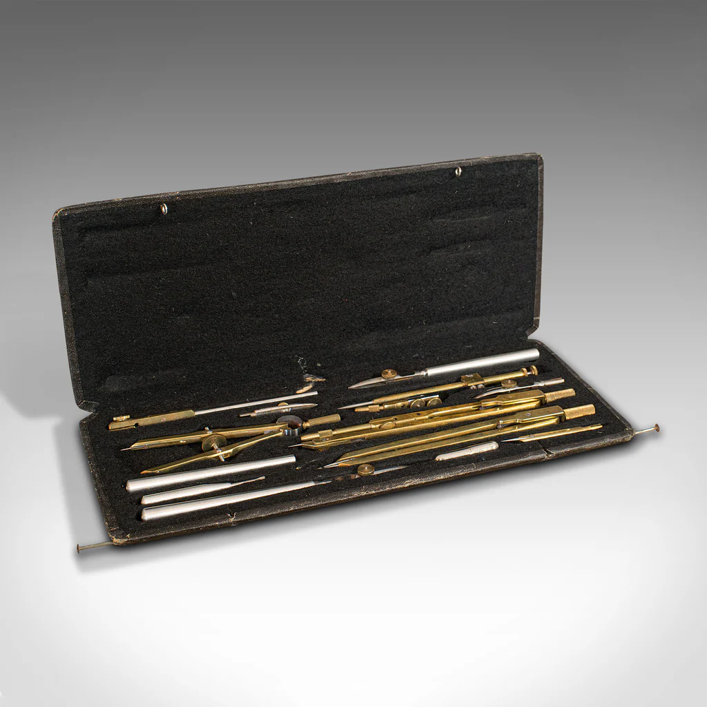 Antique Drawing Instrument Set, German, Cartographer, Technical ...