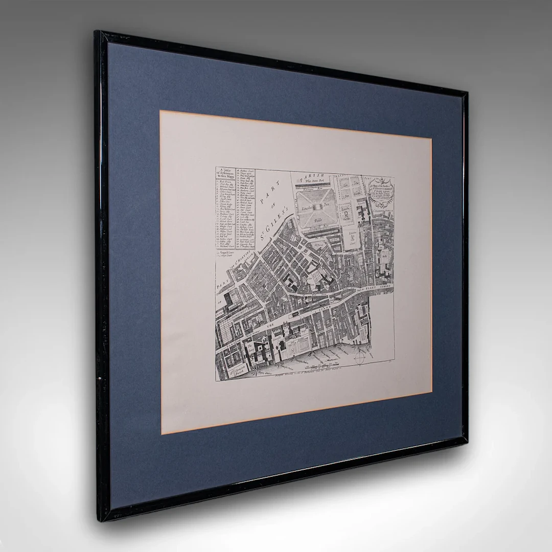 Vintage 18th Century Street Map, London, Lincoln's Inn, The Strand, Cartography