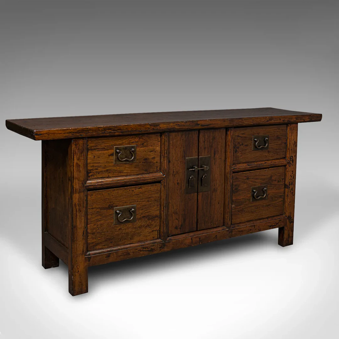 Vintage Country House Sideboard, Oriental, Chinese Elm, Side Cabinet