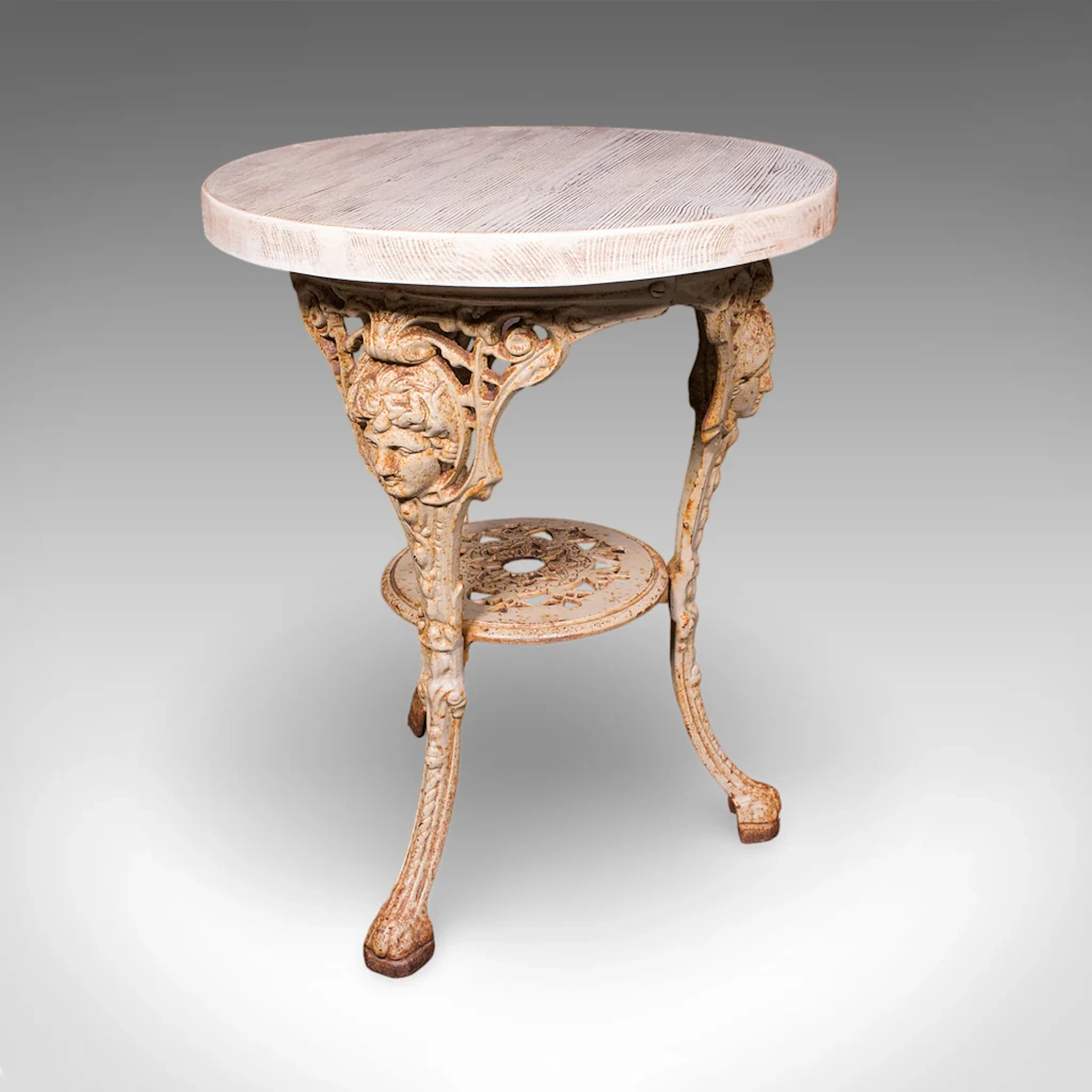 Vintage Britannia Table, English, Pine, Cast Iron, Mid Century Victorian