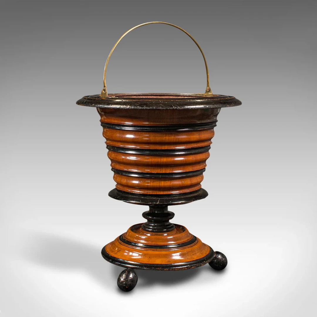 Antique Fireside Store, Dutch, Walnut, Jardiniere, Log Bin, Victorian, C.1900