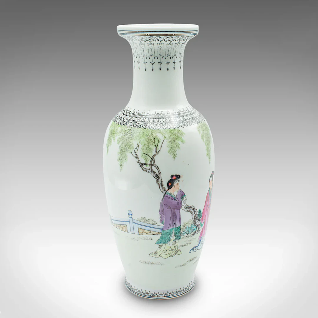 Vintage Flower Vase, Chinese, Ceramic, Stem Sleeve, Mid Century, Circa 1960