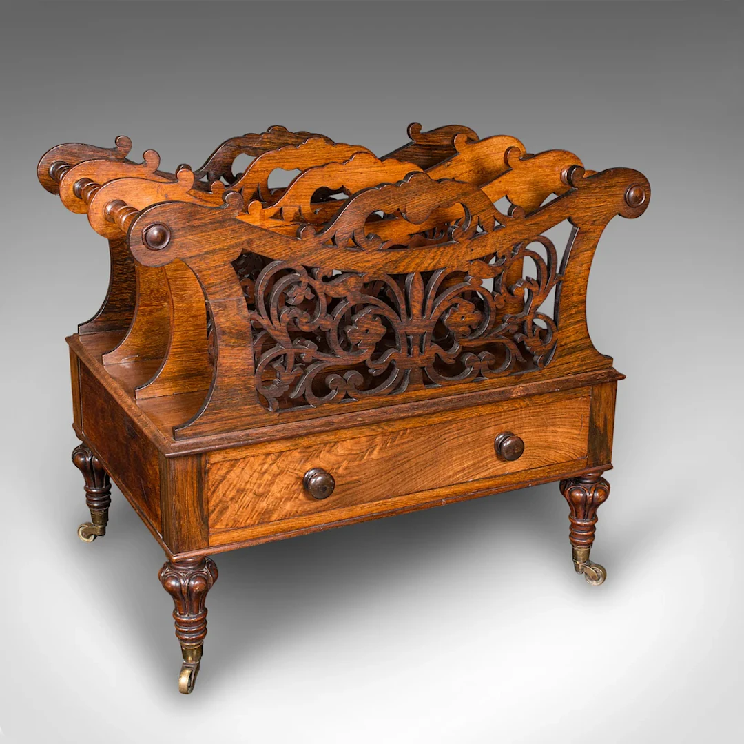 Antique Canterbury, English, Country House, Magazine Rack, William IV, C.1835