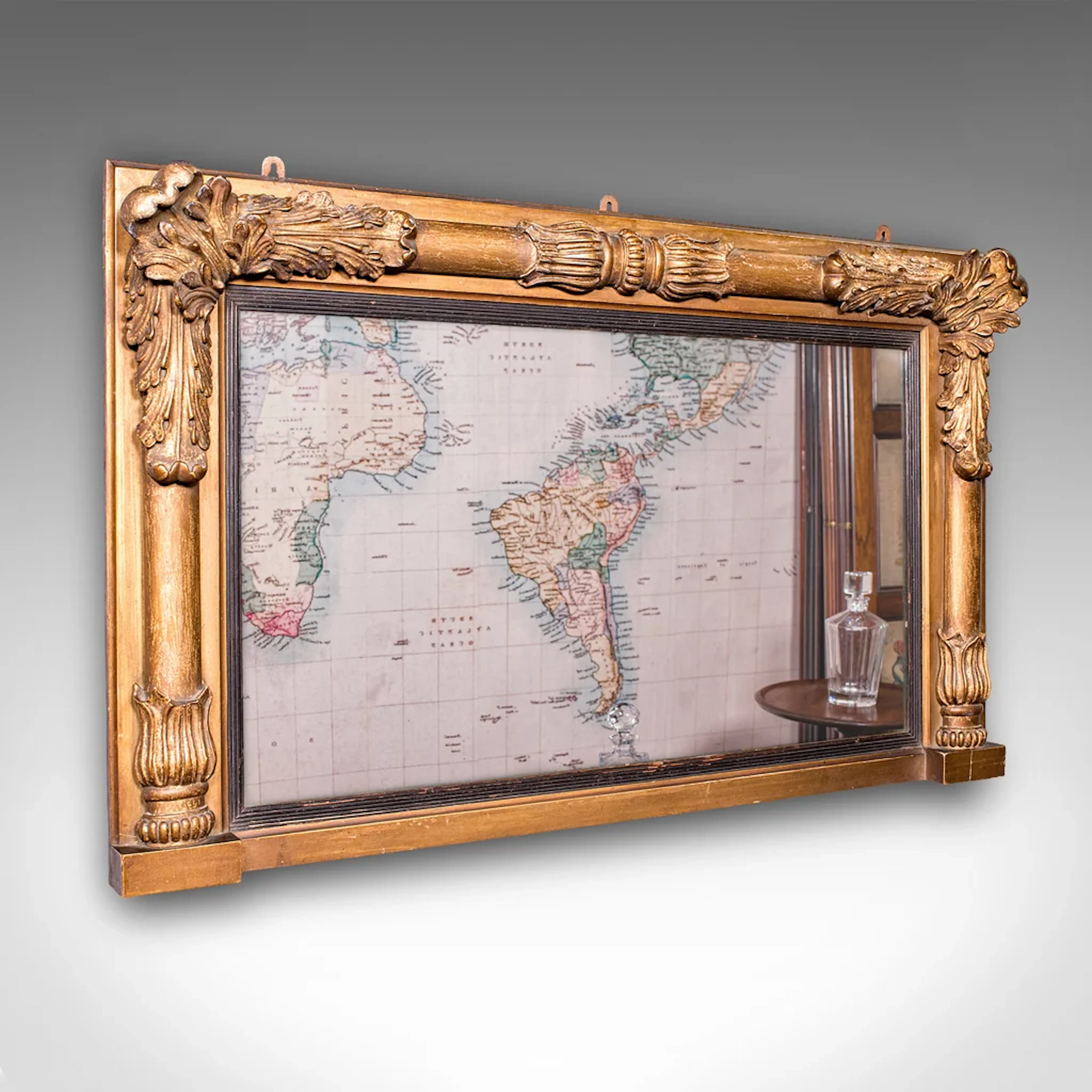 Antique Regency Overmantle Mirror, English, Giltwood, Neoclassical, Circa 1820