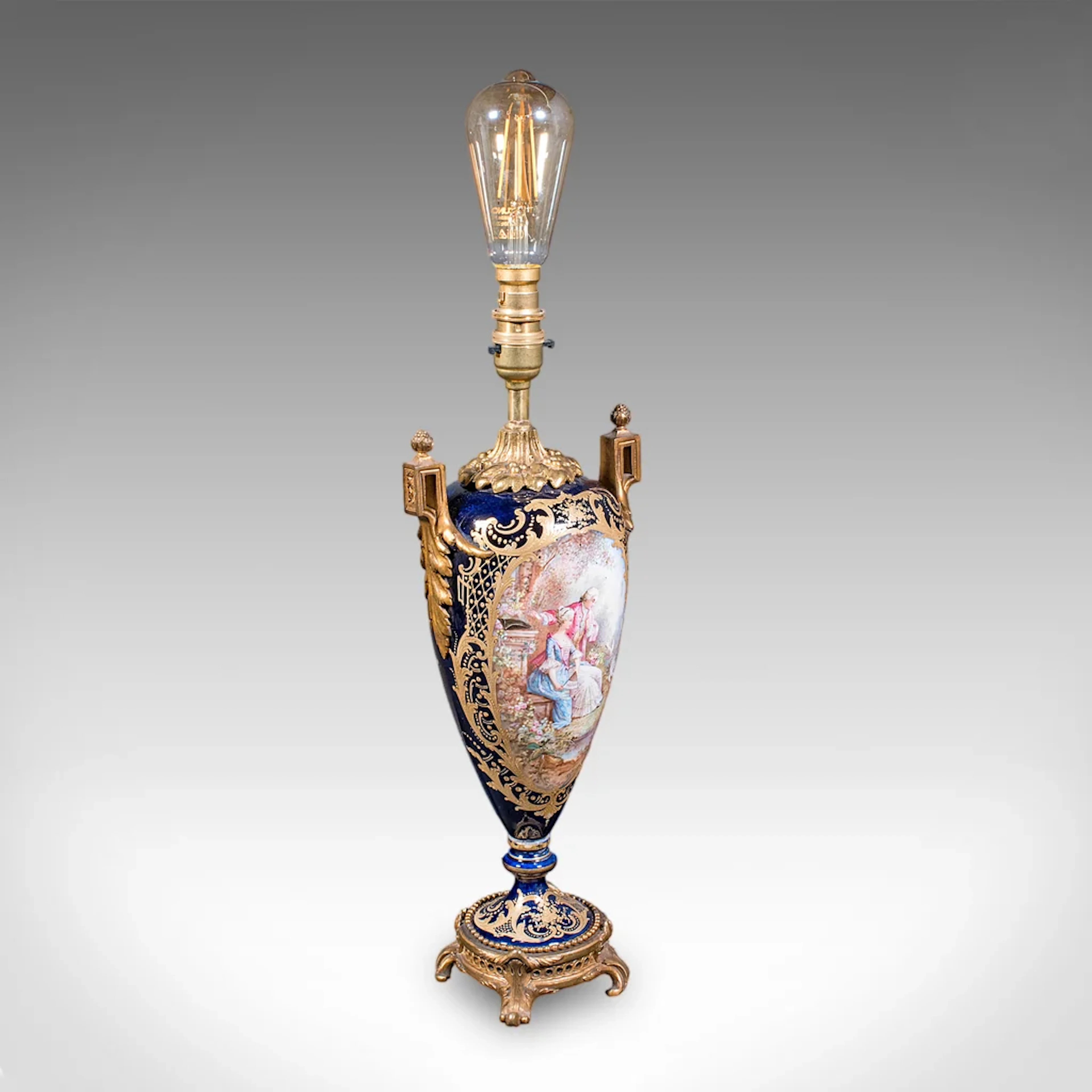 Vintage Ornate Table Lamp Base, English, Ceramic, Decor, Accent Light, C.1970