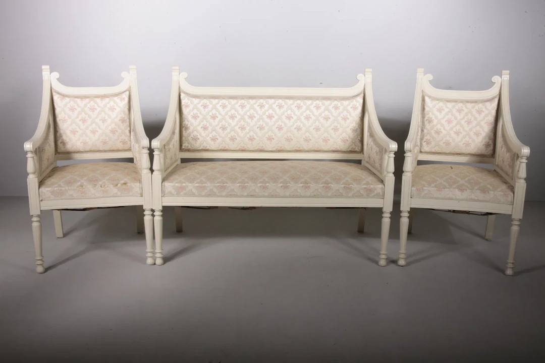 Möbelgrupp, Gustaviansk-stil, 1800/1900-tal, 3-Delar
