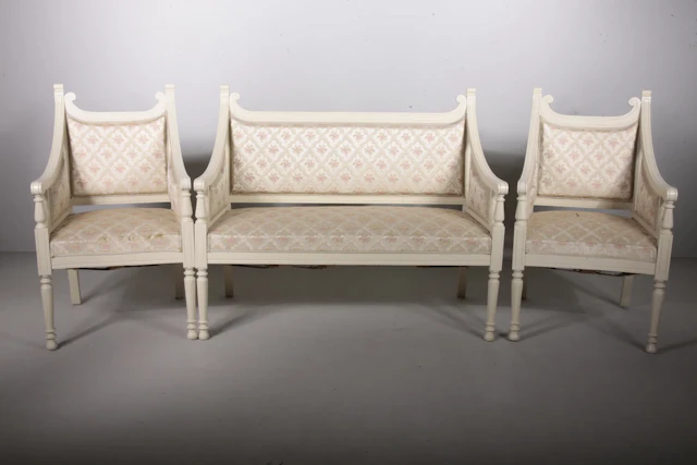 Möbelgrupp, Gustaviansk-stil, 1800/1900-tal, 3-Delar