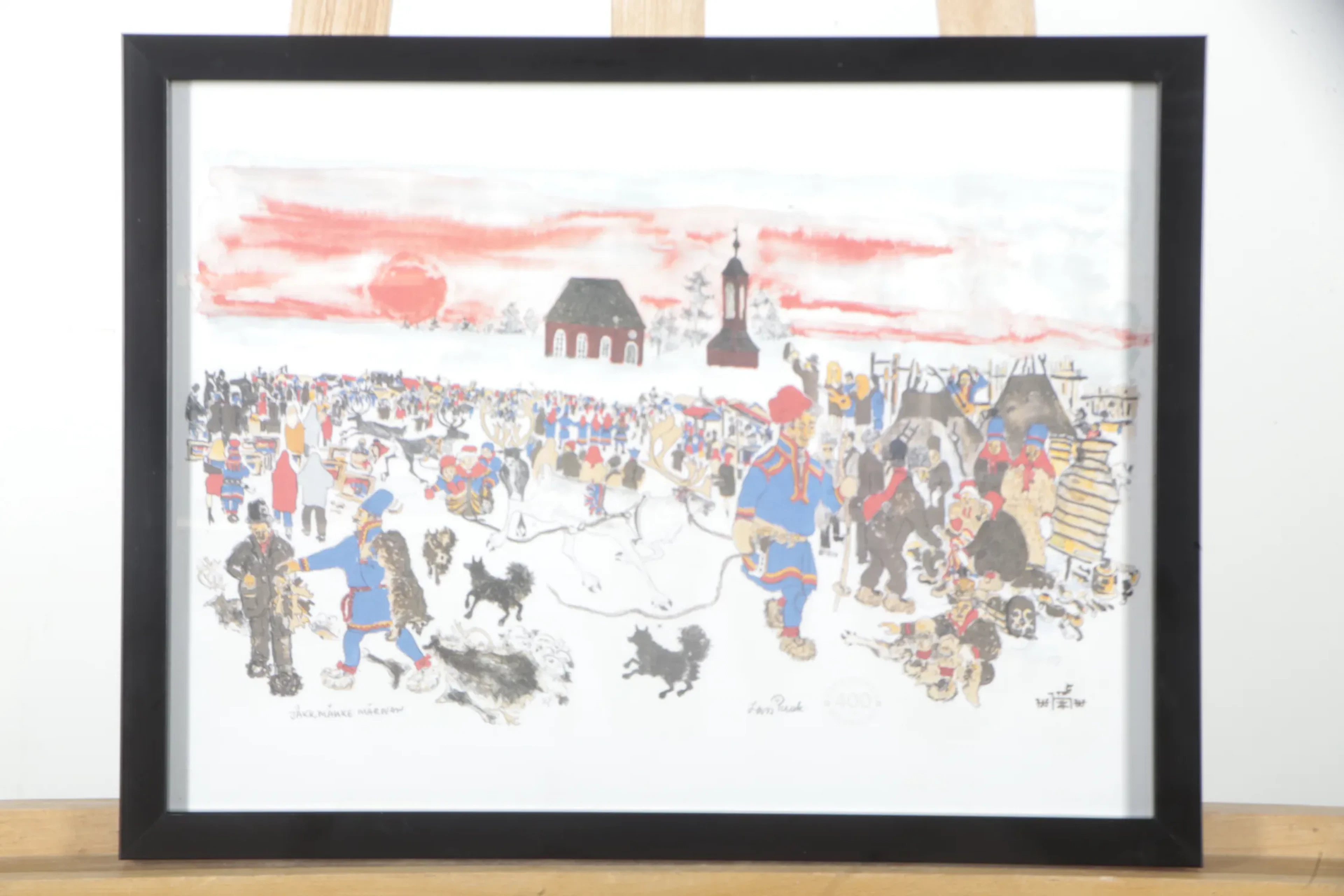 Lars Pirak- Serigrafi "Jokkmokks Marknad 400år", Signerad
