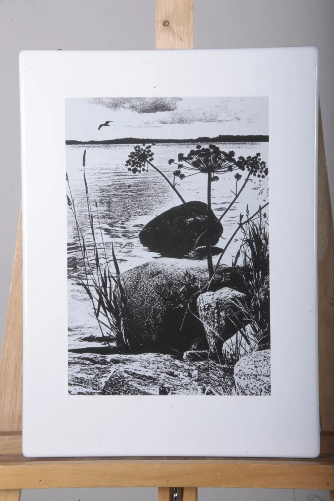 Gustavsberg- Emaljtavla, Design: Hilding Engströmer, Motiv från Runmarö
