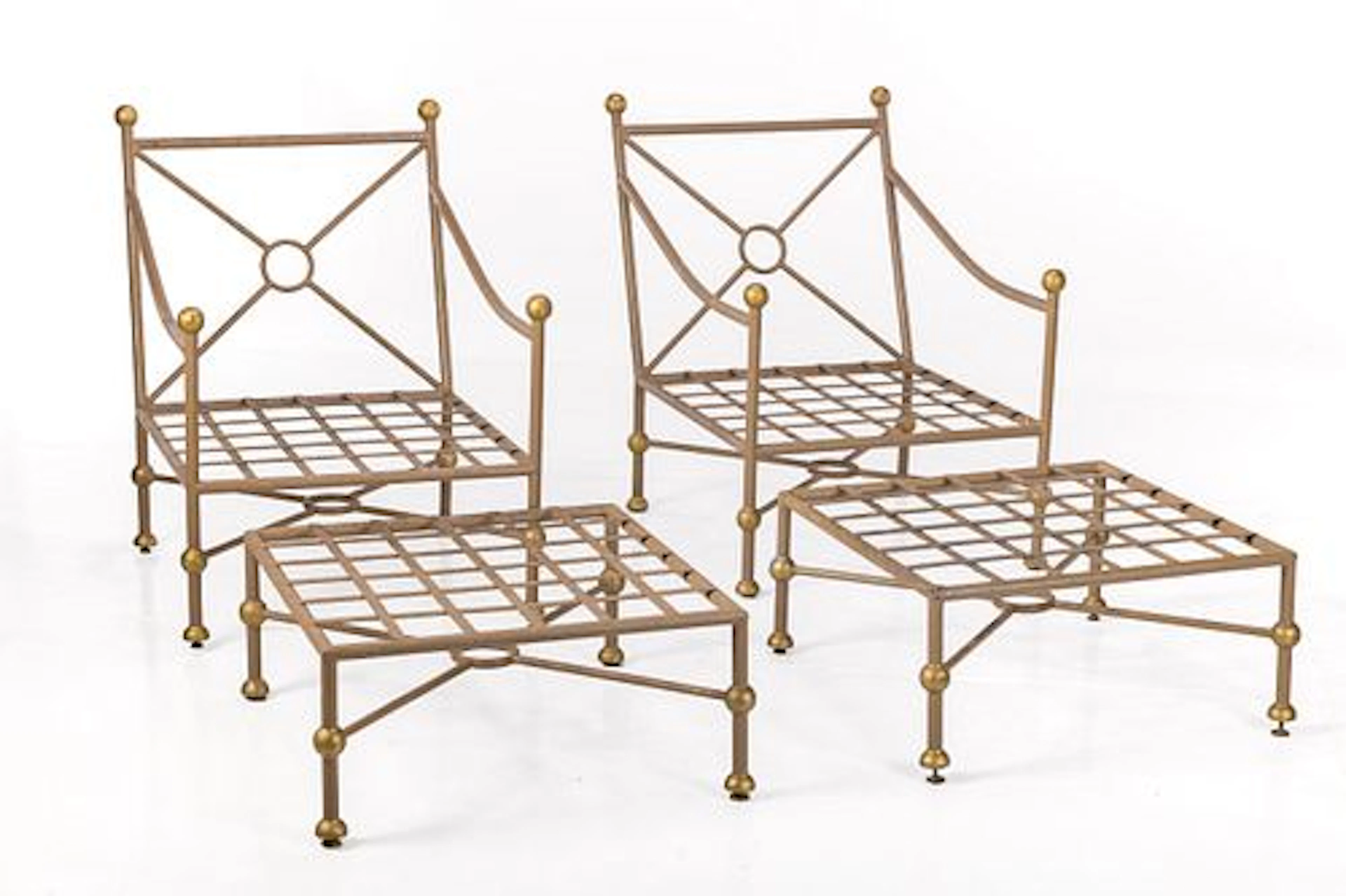 Diego Giacometti Style, Lounge Chairs + Ottomans (4) - $1,200