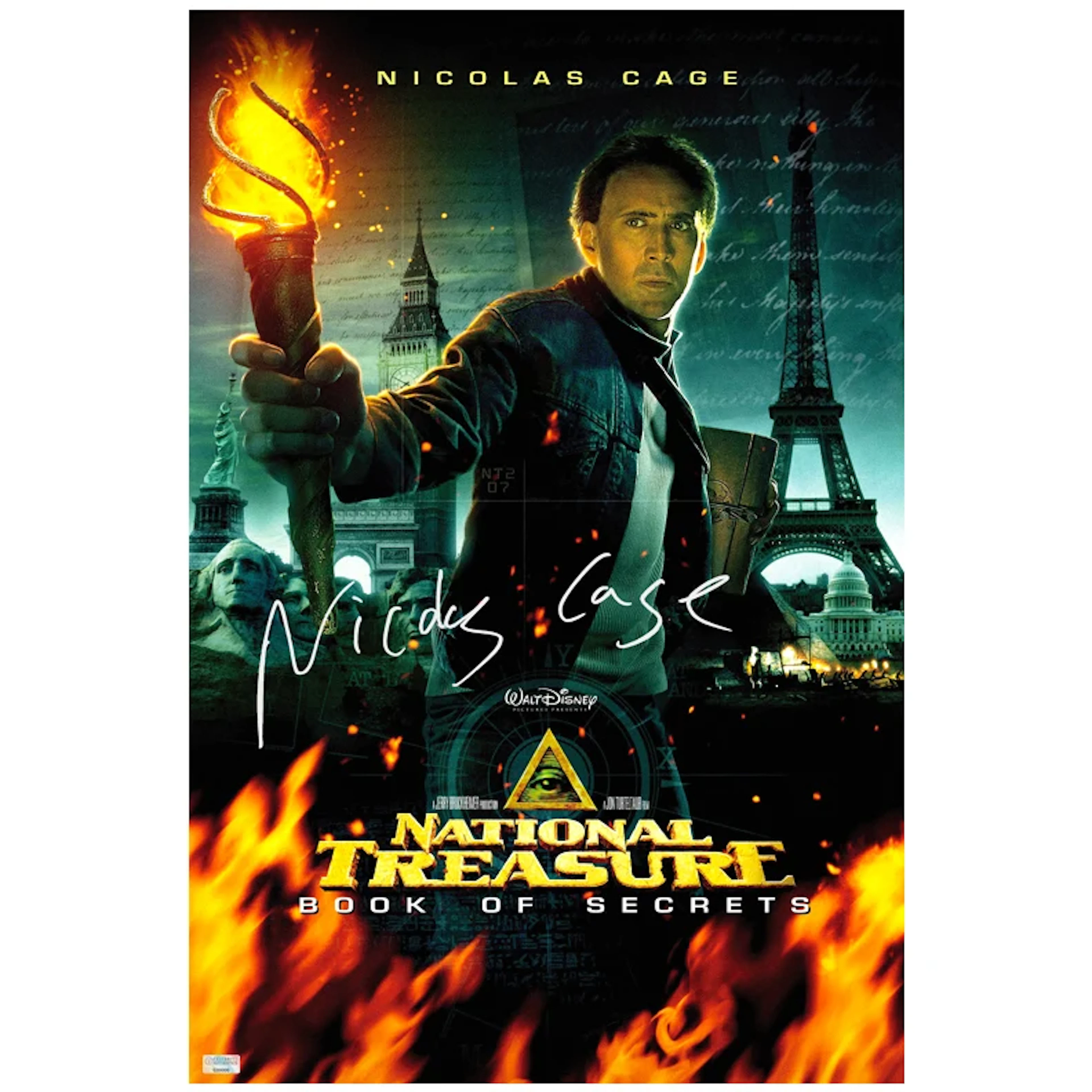 Nicolas Cage Autographed 2007 National Treasure Book of Secrets 16x24