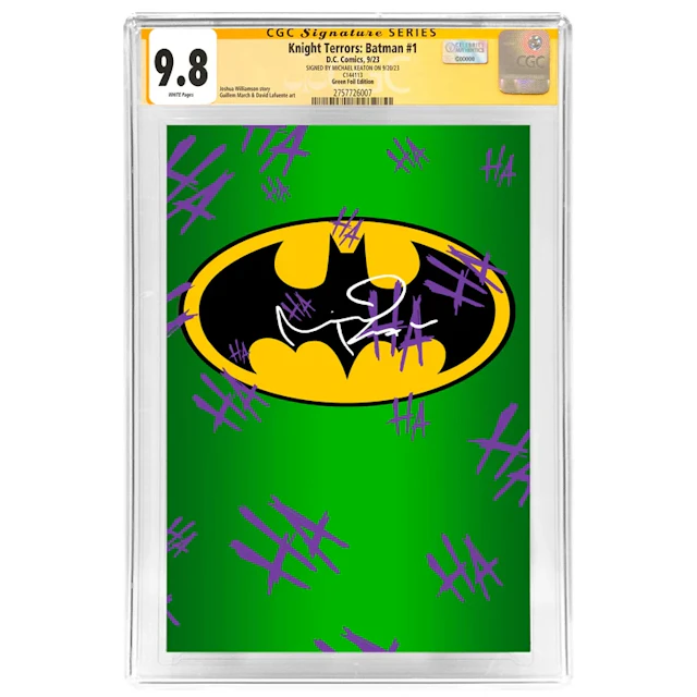 Michael Keaton Autographed 2023 Knight Terrors Batman #1 Green Foil