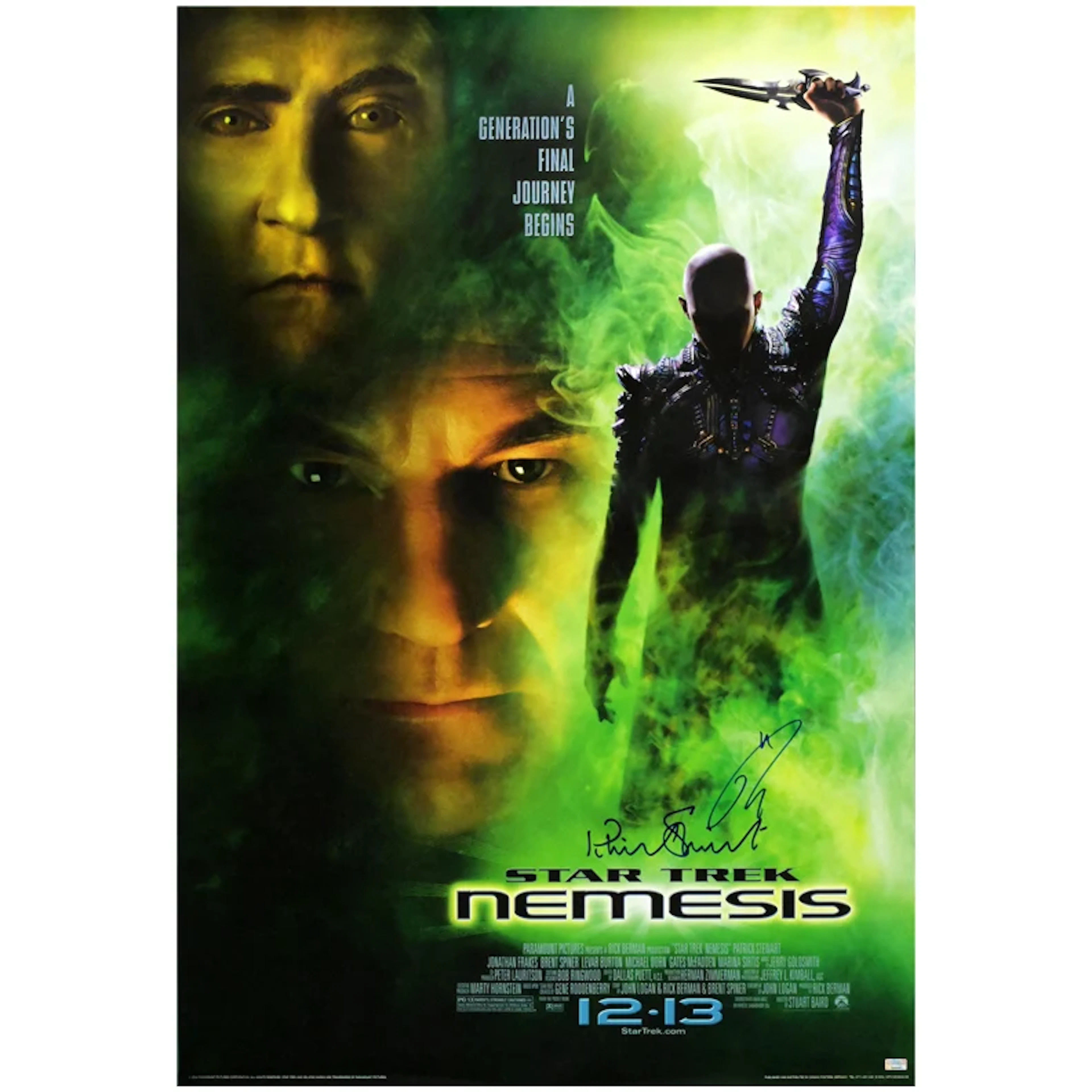 Tom Hardy, Patrick Stewart Autographed 2002 Star Trek Nemesis 27x40