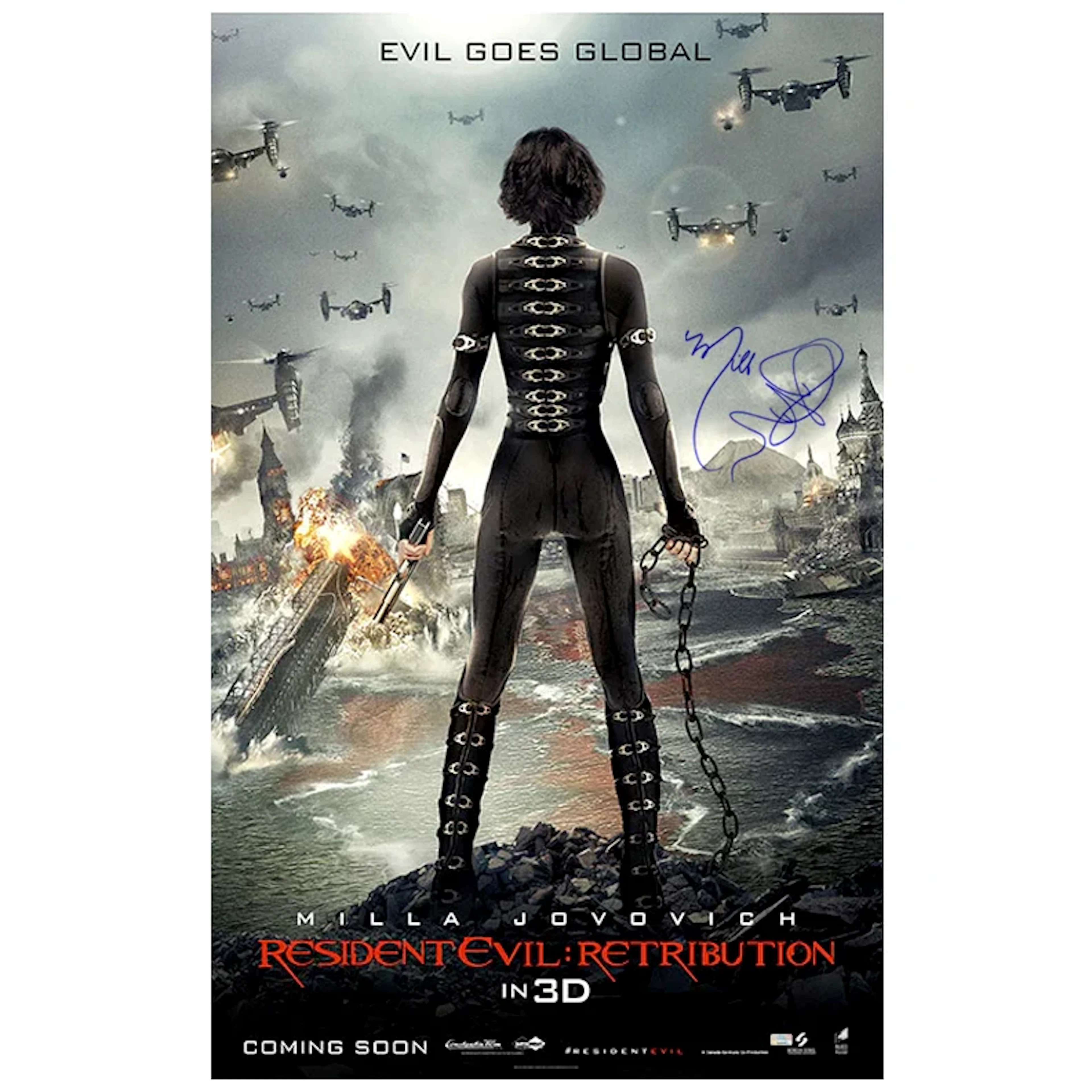 Milla Jovovich Autographed 2012 Resident Evil Retribution 27x40 Original