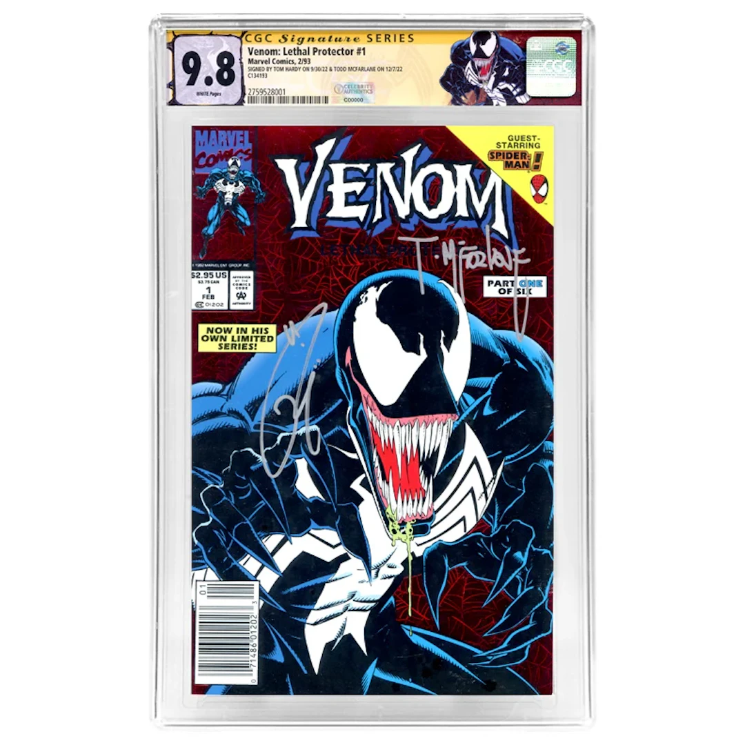 Tom Hardy, Todd McFarlane Autographed 1993 Venom Lethal Protector