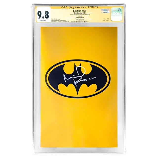 Michael Keaton Autographed 2023 Batman #135 Gold Foil Virgin Variant