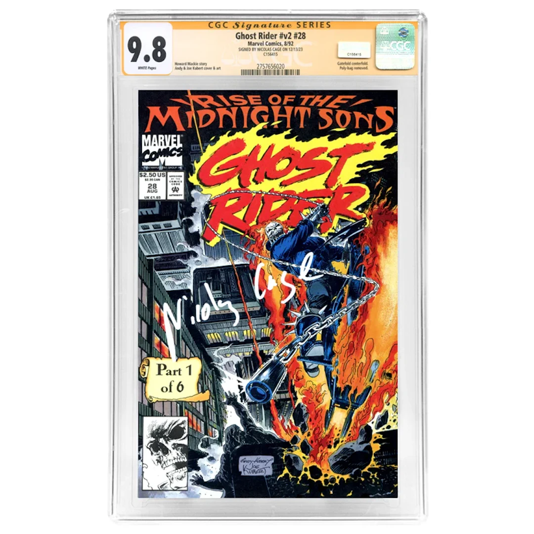Nicolas Cage Autographed 1992 Ghost Rider #V2 #28 CGC SS 9.8 1st Midnight Sons