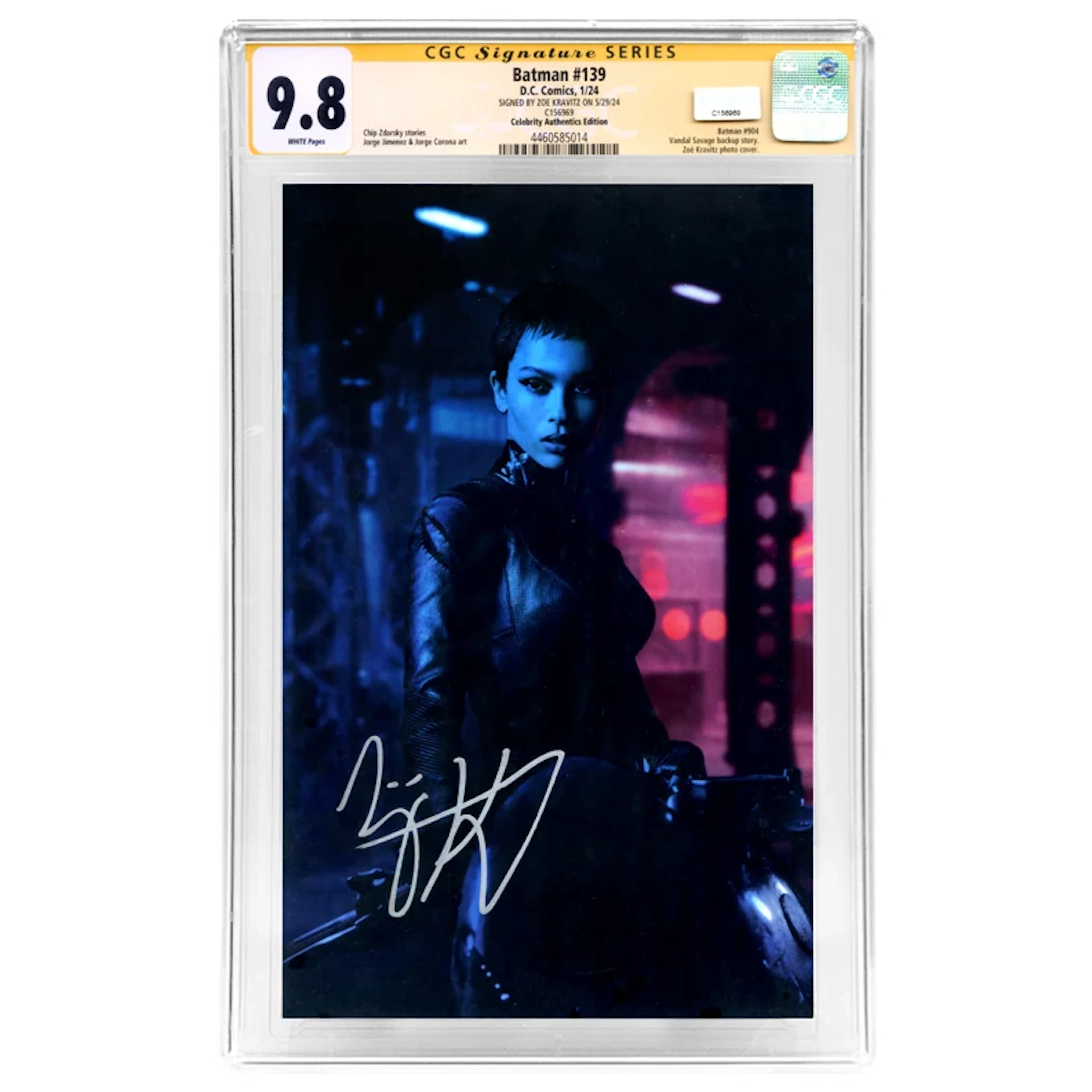Zoe Kravitz Autographed 2021 Batman #139 CA Variant Photo Cover CGC SS 9.8