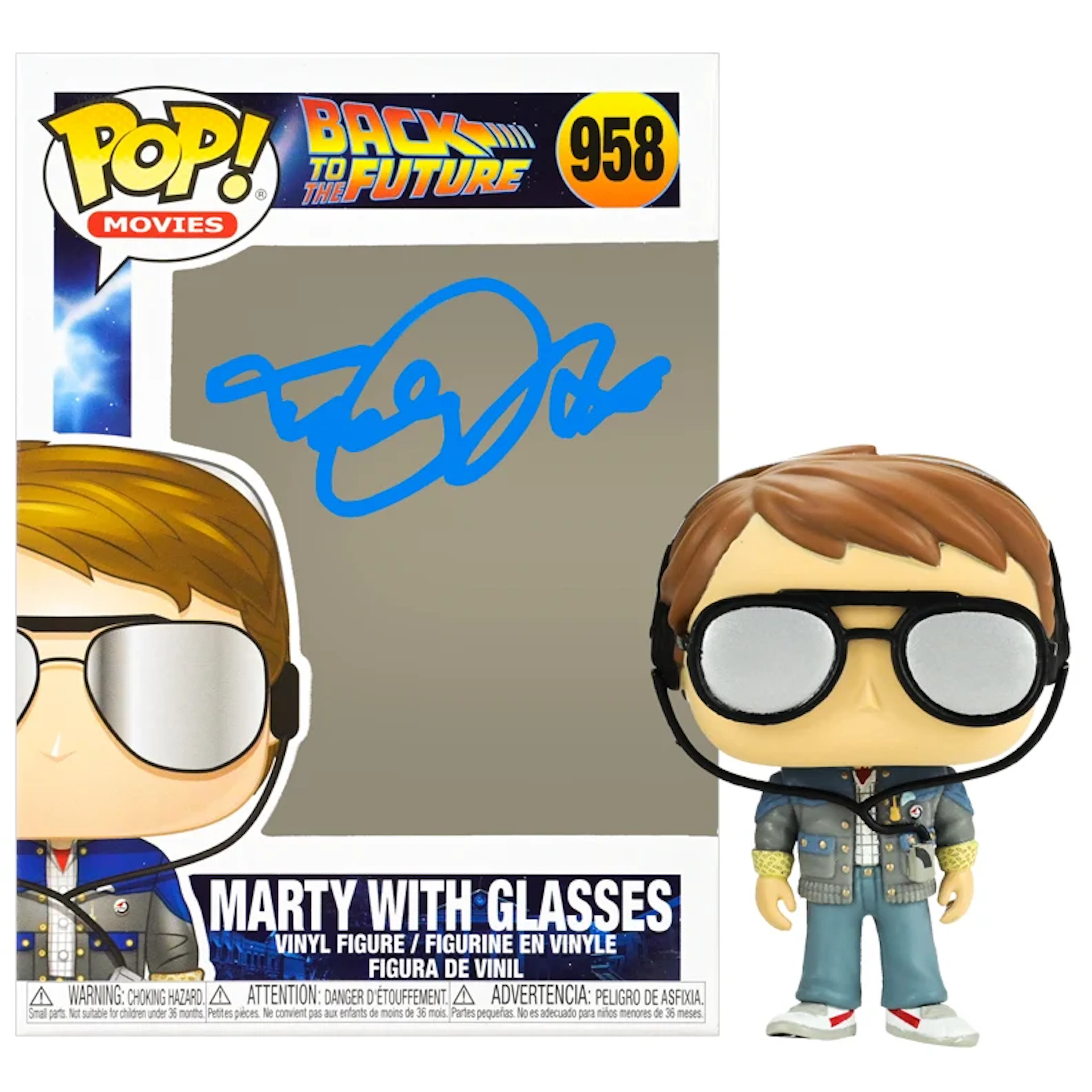 Michael J. Fox Autographed Back to the Future Marty with Glasses Pop