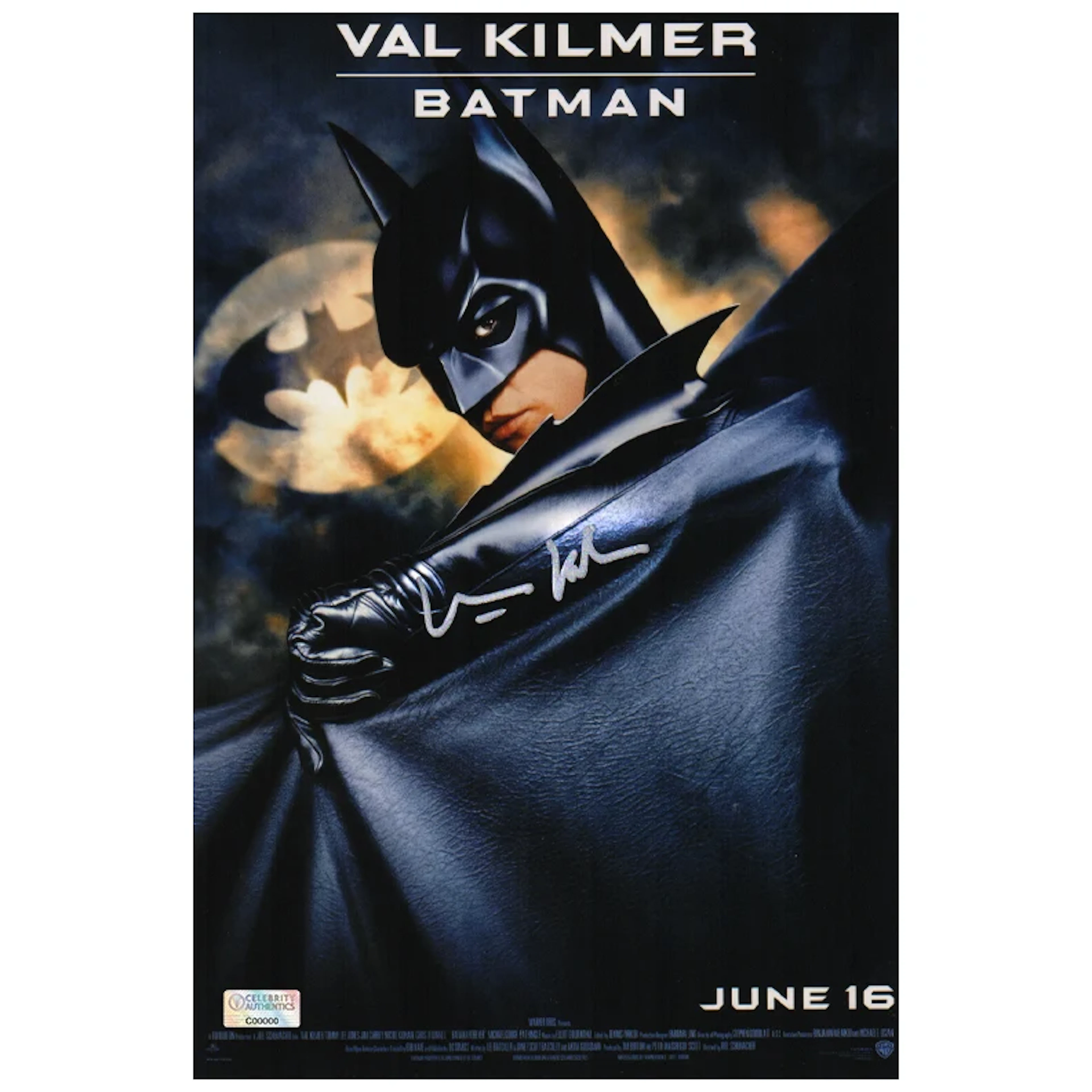 Val Kilmer Autographed 1995 Batman Forever Batman 8x12 Mini Poster