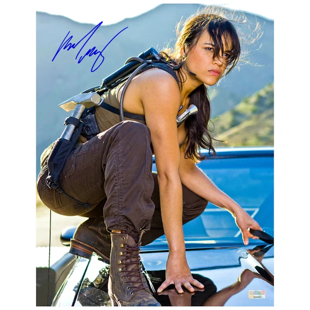 Michelle Rodriguez Autographed Fast and Furious Dodge Charger 11x14