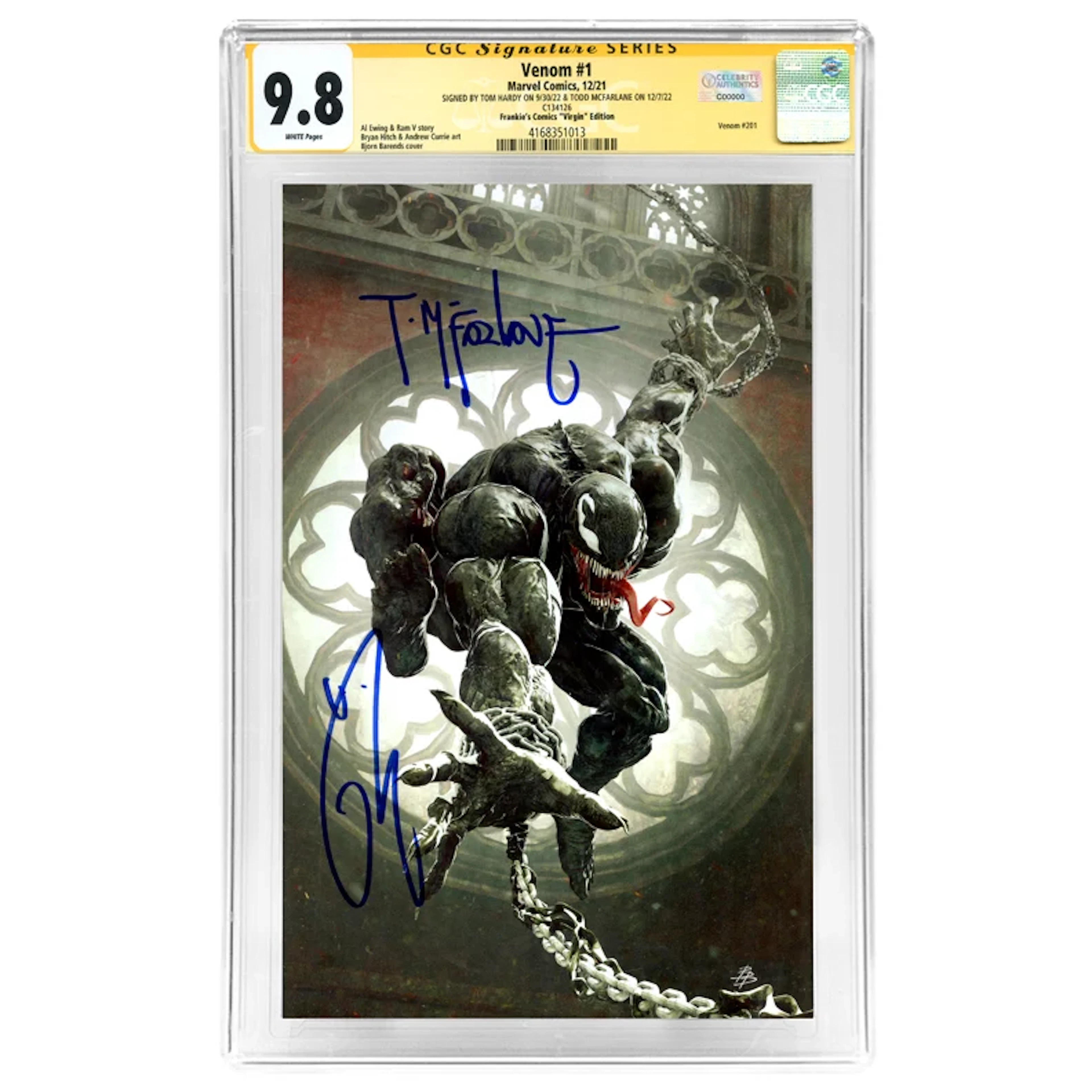 Tom Hardy, Todd McFarlane Autographed 2021 Venom #1 Frankie's Comics