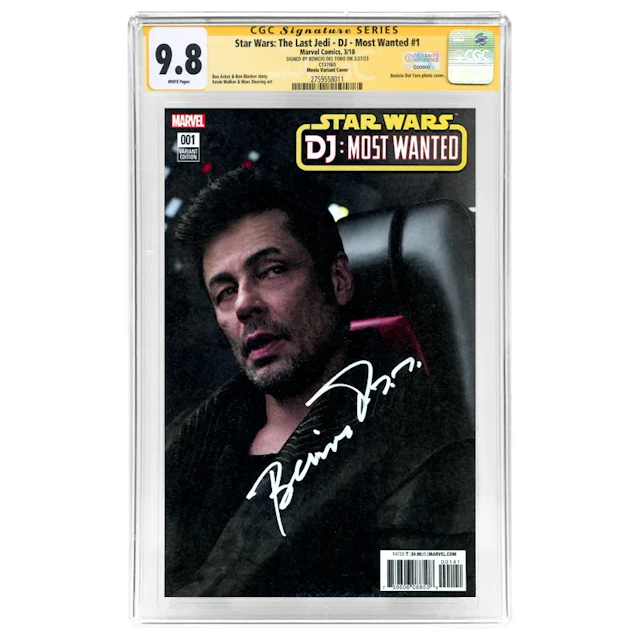 Benicio Del Toro Autographed 2018 Star Wars: The Last Jedi DJ Most