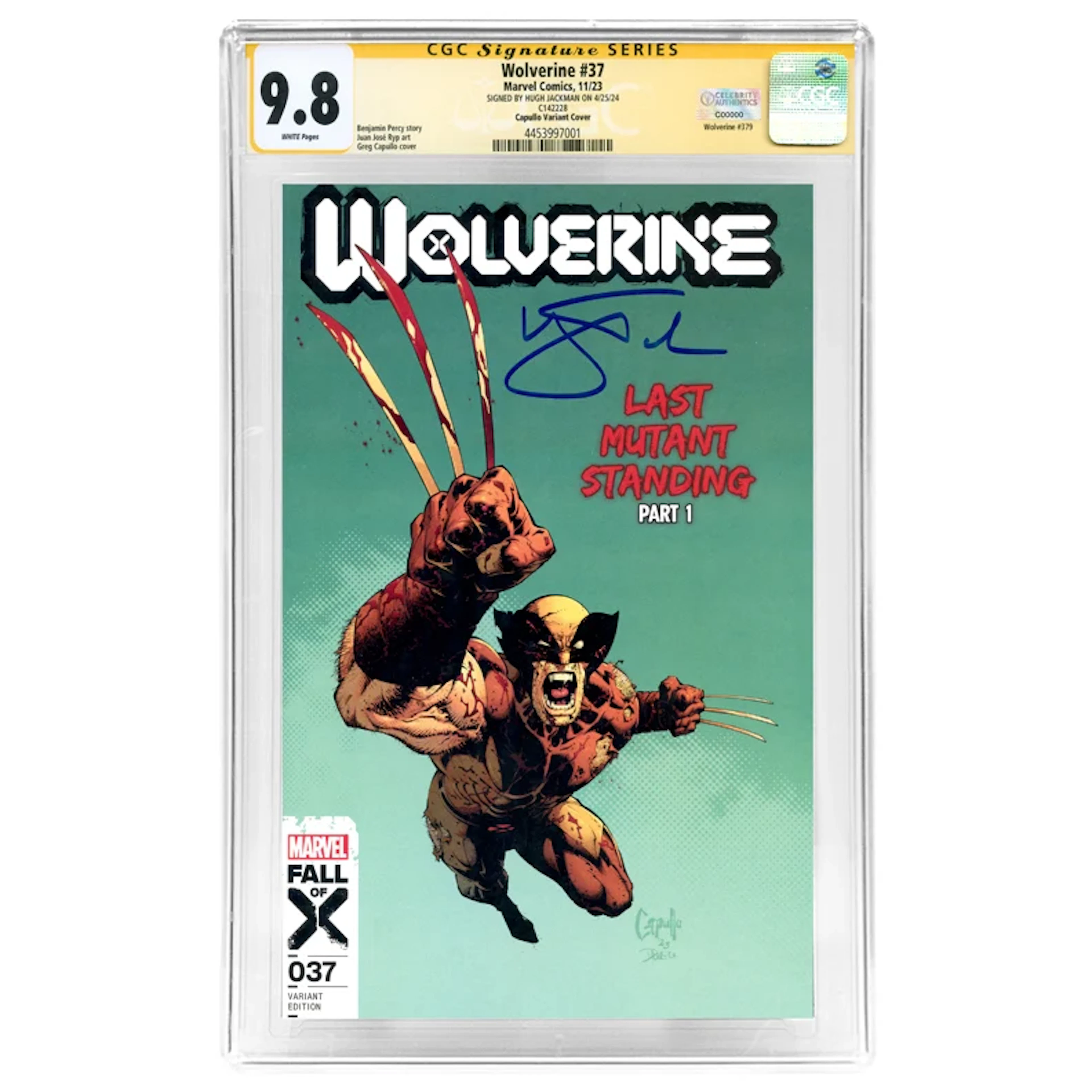 Hugh Jackman Autographed 2023 Wolverine #37 Greg Capullo Cover Variant