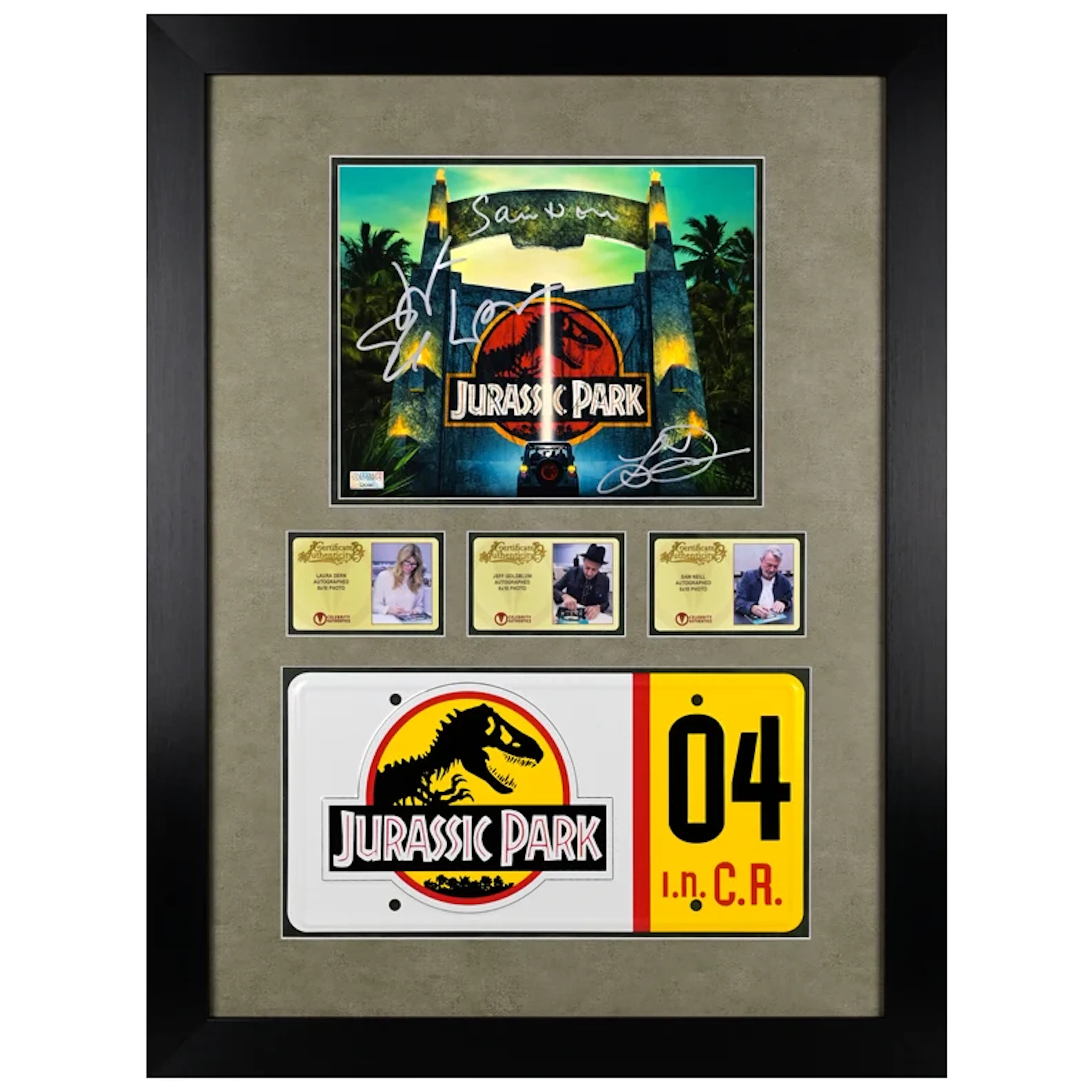 Sam Neill, Laura Dern, Jeff Goldblum Autographed Welcome to Jurassic