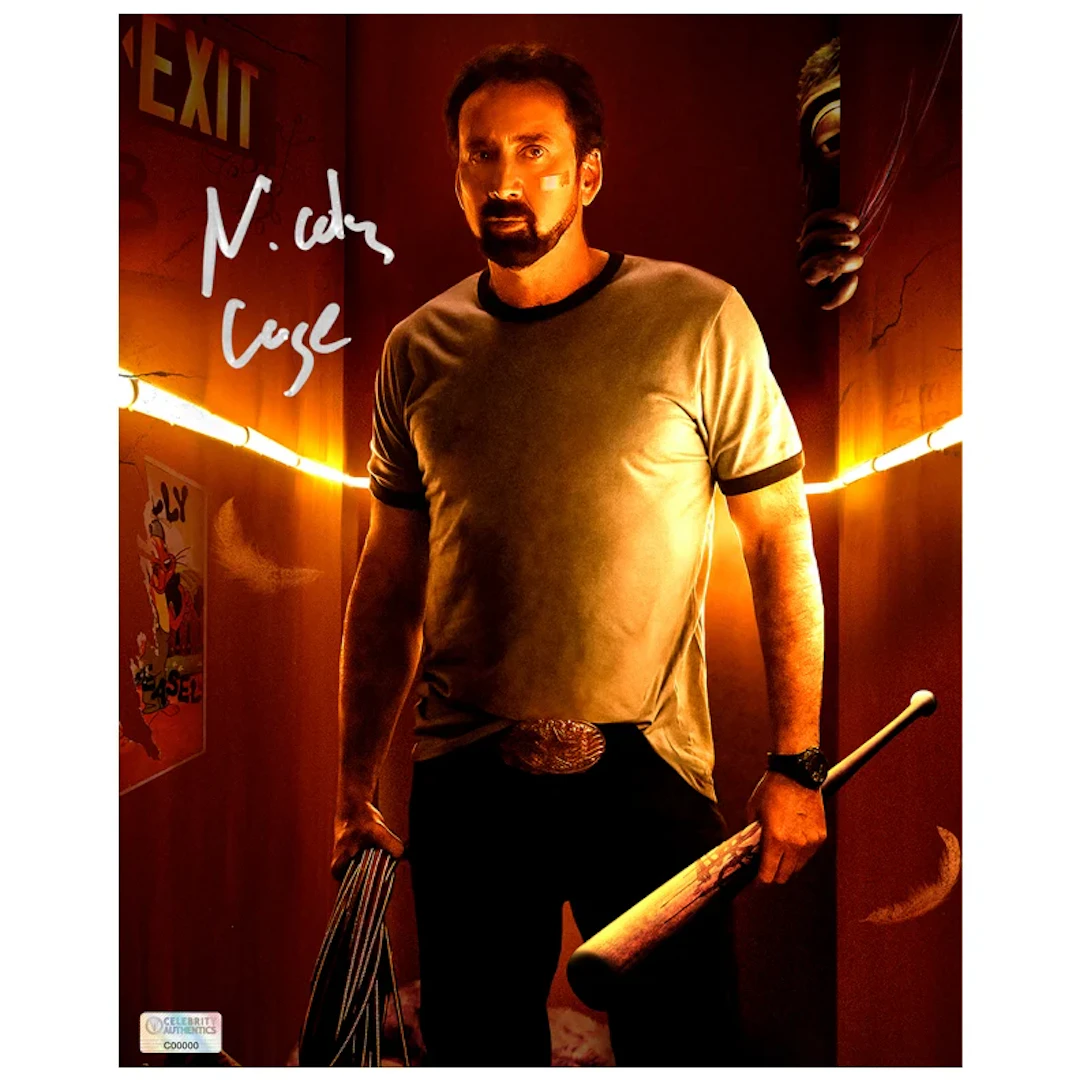 Nicolas Cage Autographed 2021 Willy's Wonderland The Janitor 8x10 Photo