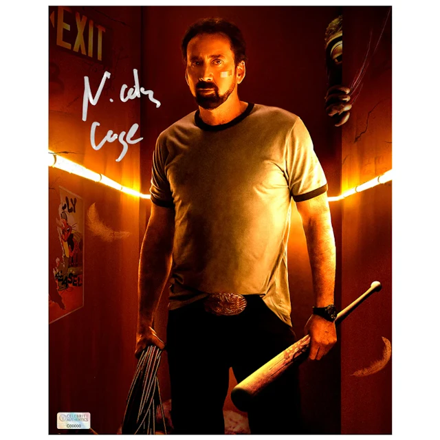 Nicolas Cage Autographed 2021 Willy's Wonderland The Janitor 8x10 Photo