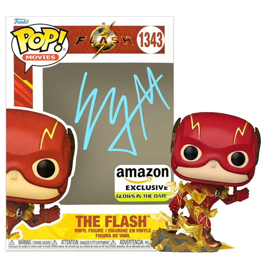 Ezra Miller Autographed The Flash #1343 Amazon Exclusive POP Vinyl Figure