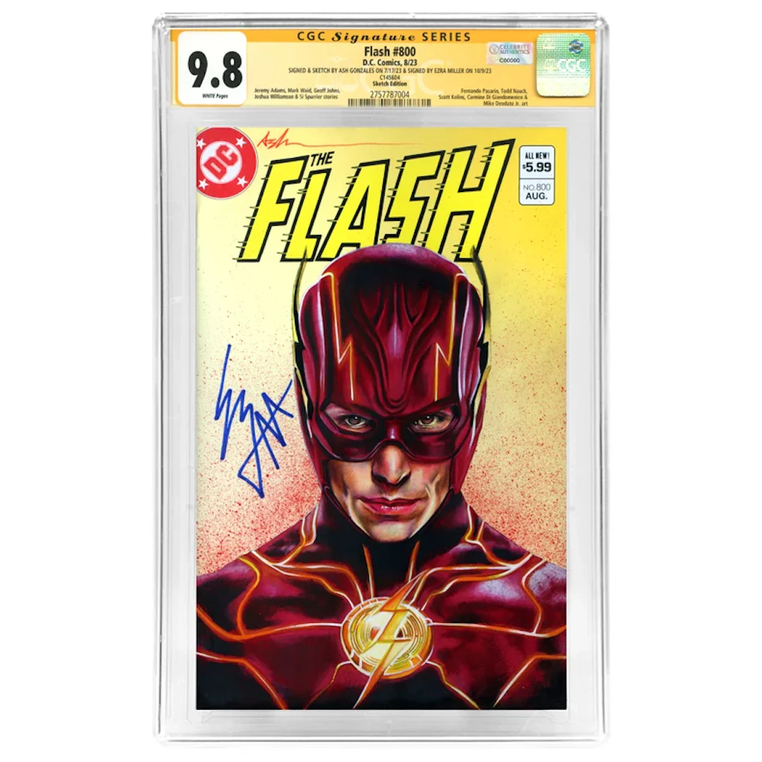 Ezra Miller Autographed 2023 Flash #800 Original Ash Gonzalez Sketch