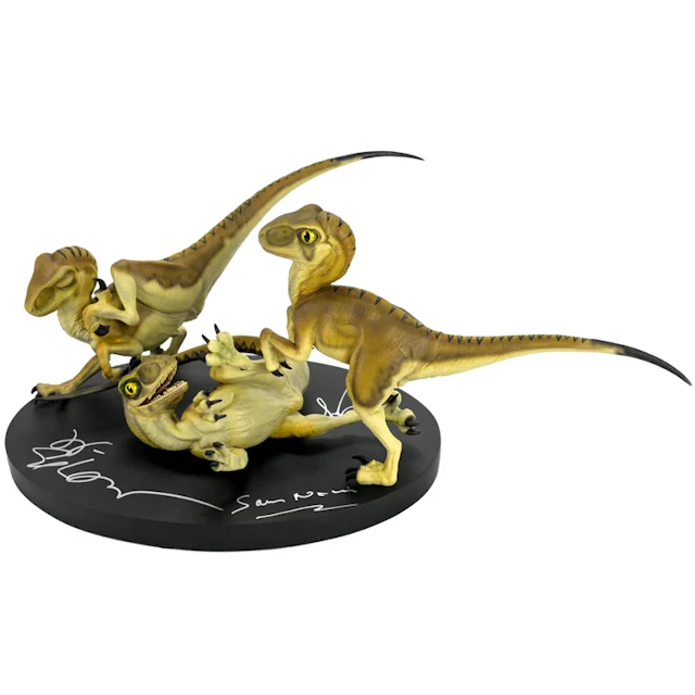 Sam Neill, Jeff Goldblum, Laura Dern Autographed Jurassic Park Crash