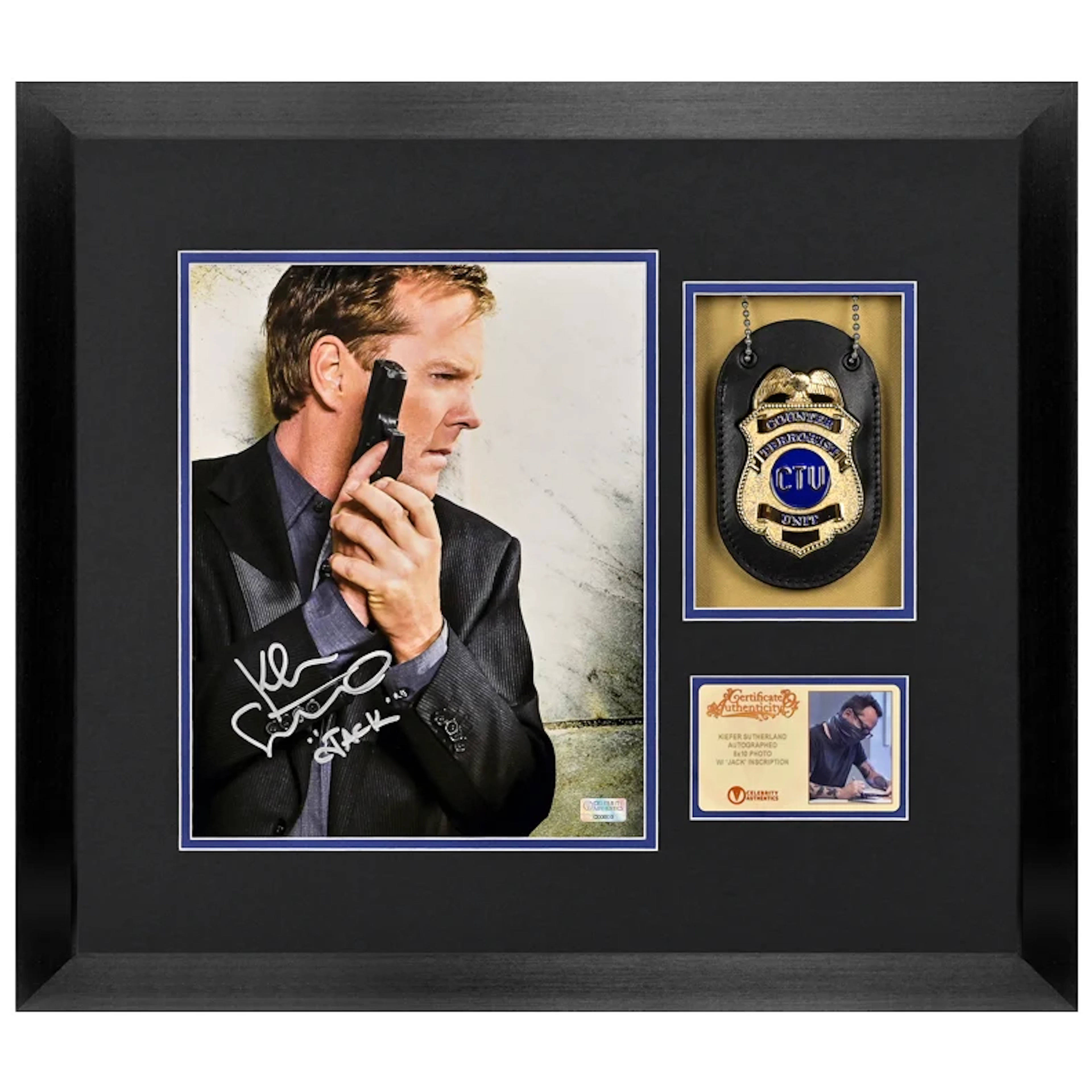 Kiefer Sutherland Autographed 24 Jack Bauer 8x10 Framed Photo with