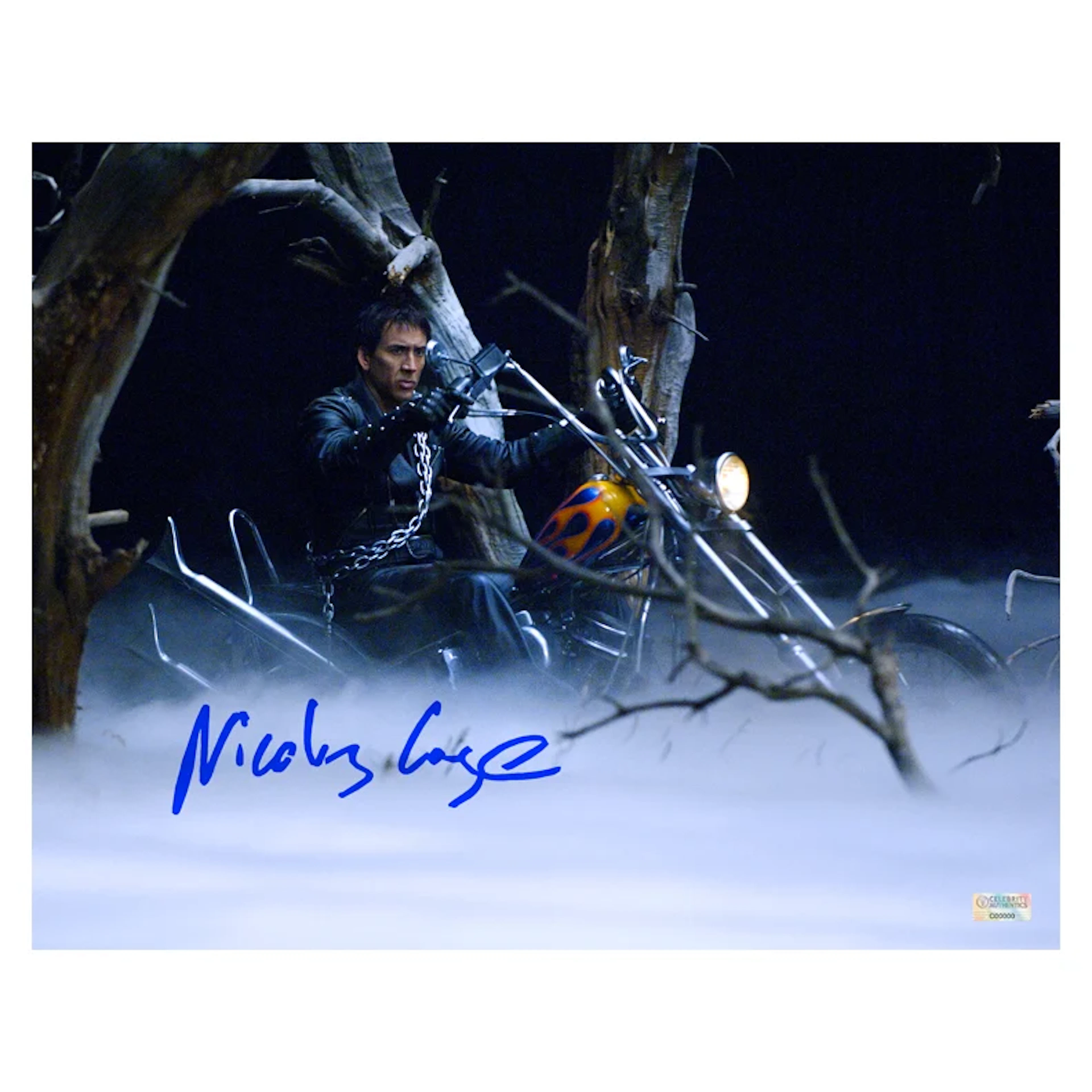Nicolas Cage Autographed 2007 Ghost Rider Graveyard 11x14 Photo