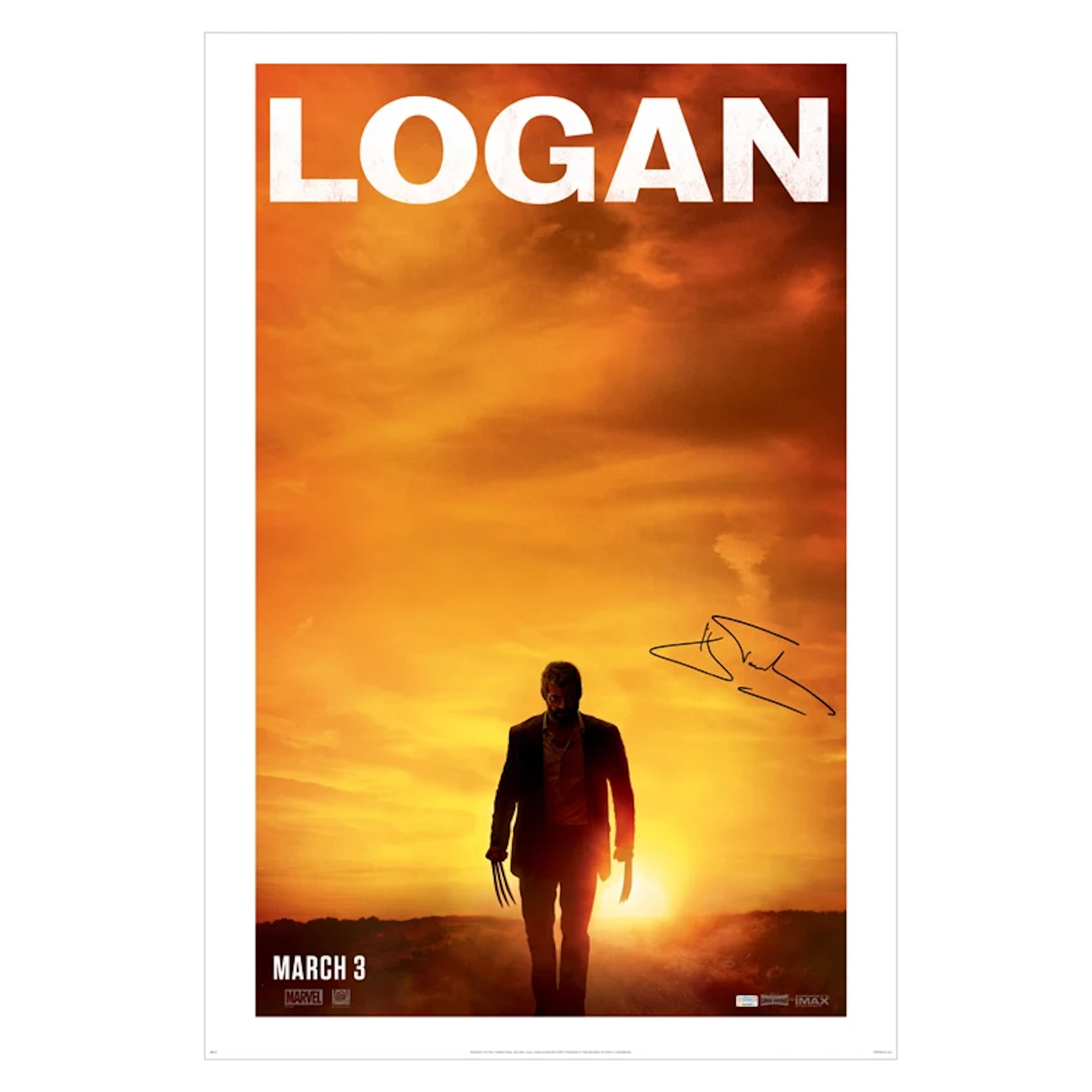 Hugh Jackman Autographed 2017 Logan Original 27x40 Double-Sided Advance