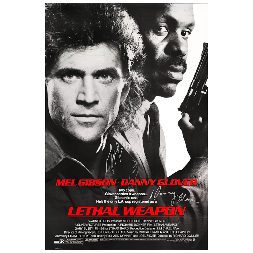 Mel Gibson and Danny Glover Autographed 1987 Lethal Weapon Original