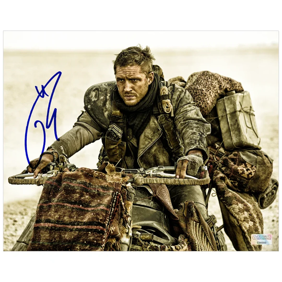 Tom Hardy Autographed 2015 Mad Max Fury Road 8x10 Scene Photo