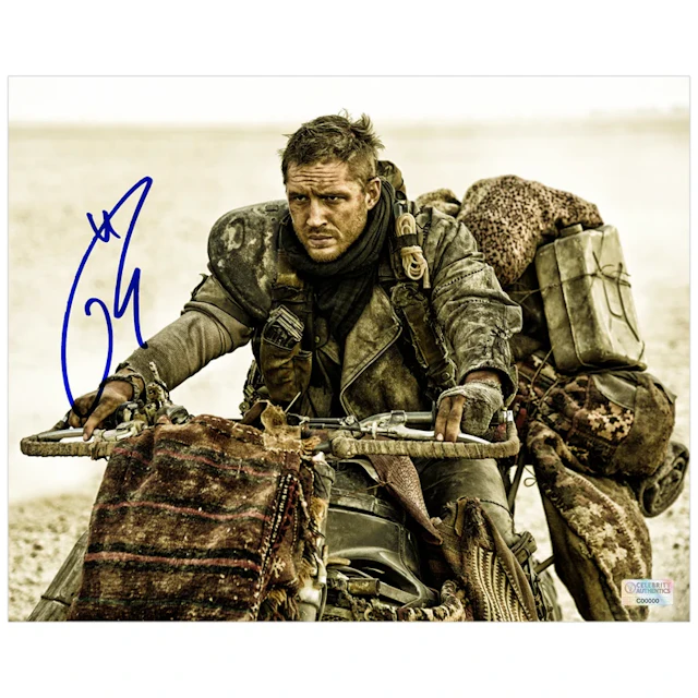 Tom Hardy Autographed 2015 Mad Max Fury Road 8x10 Scene Photo
