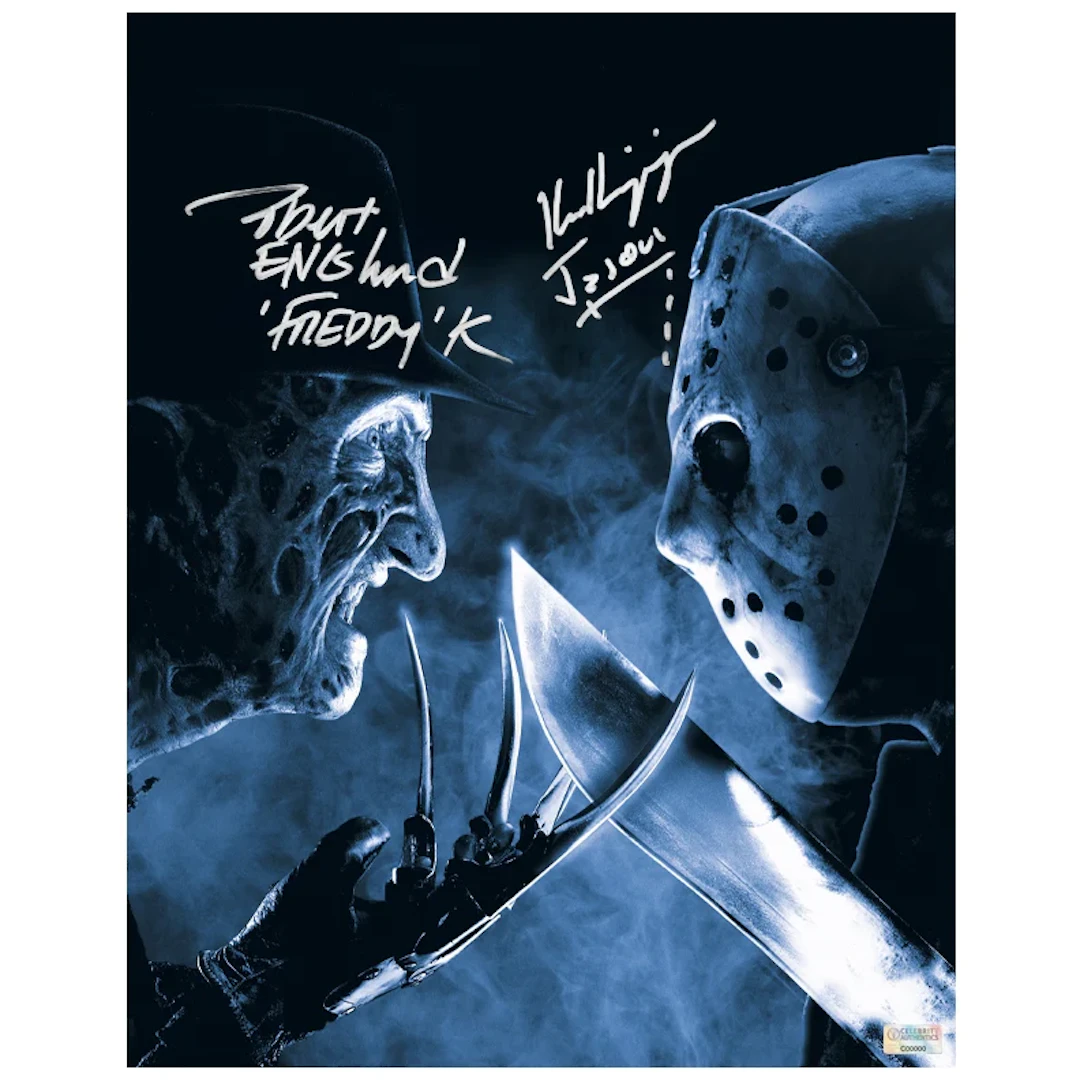 Robert Englund, Ken Kirzinger Autographed Freddy vs Jason Face to