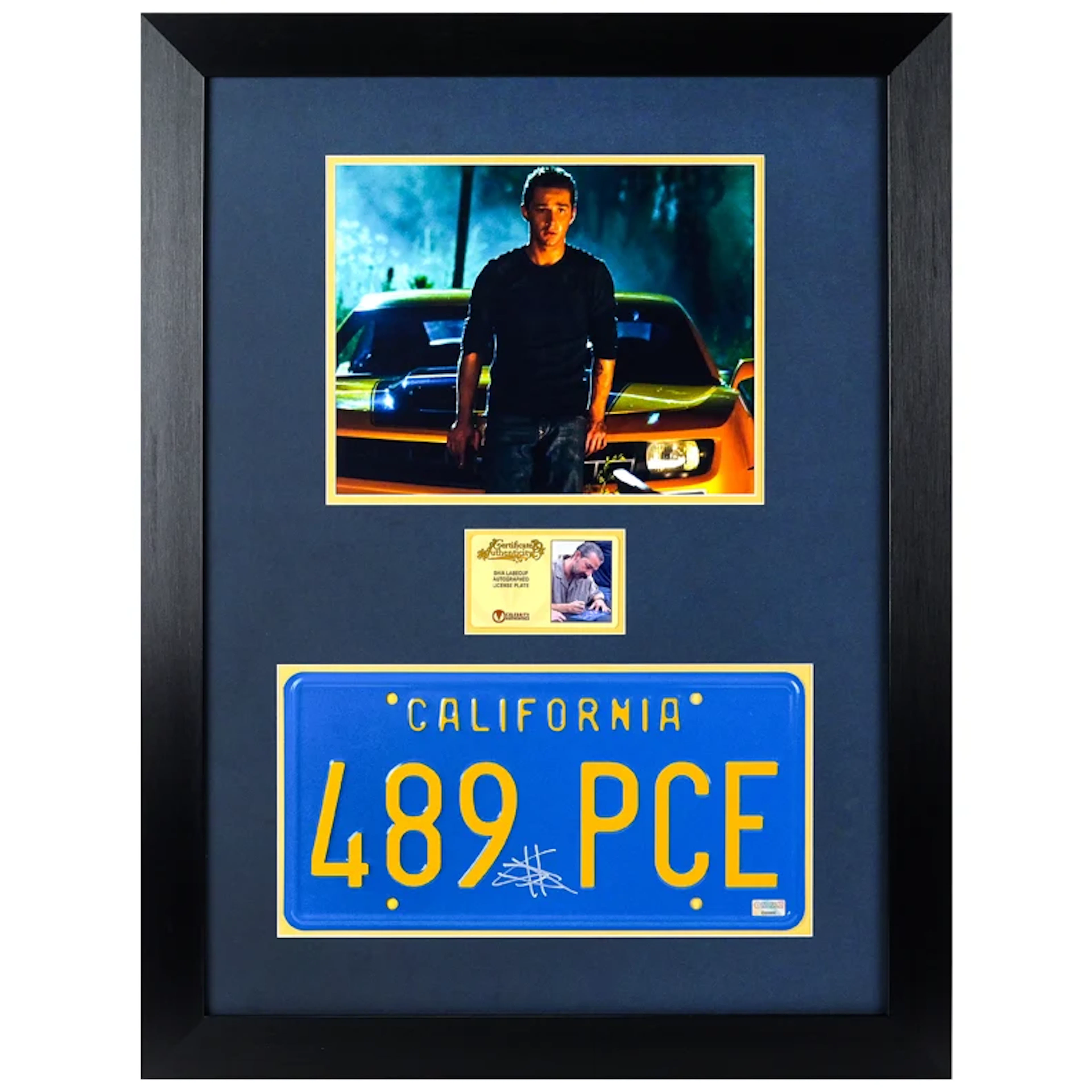 Shia LaBeouf Autographed Transformers Bumblebee License Plate with