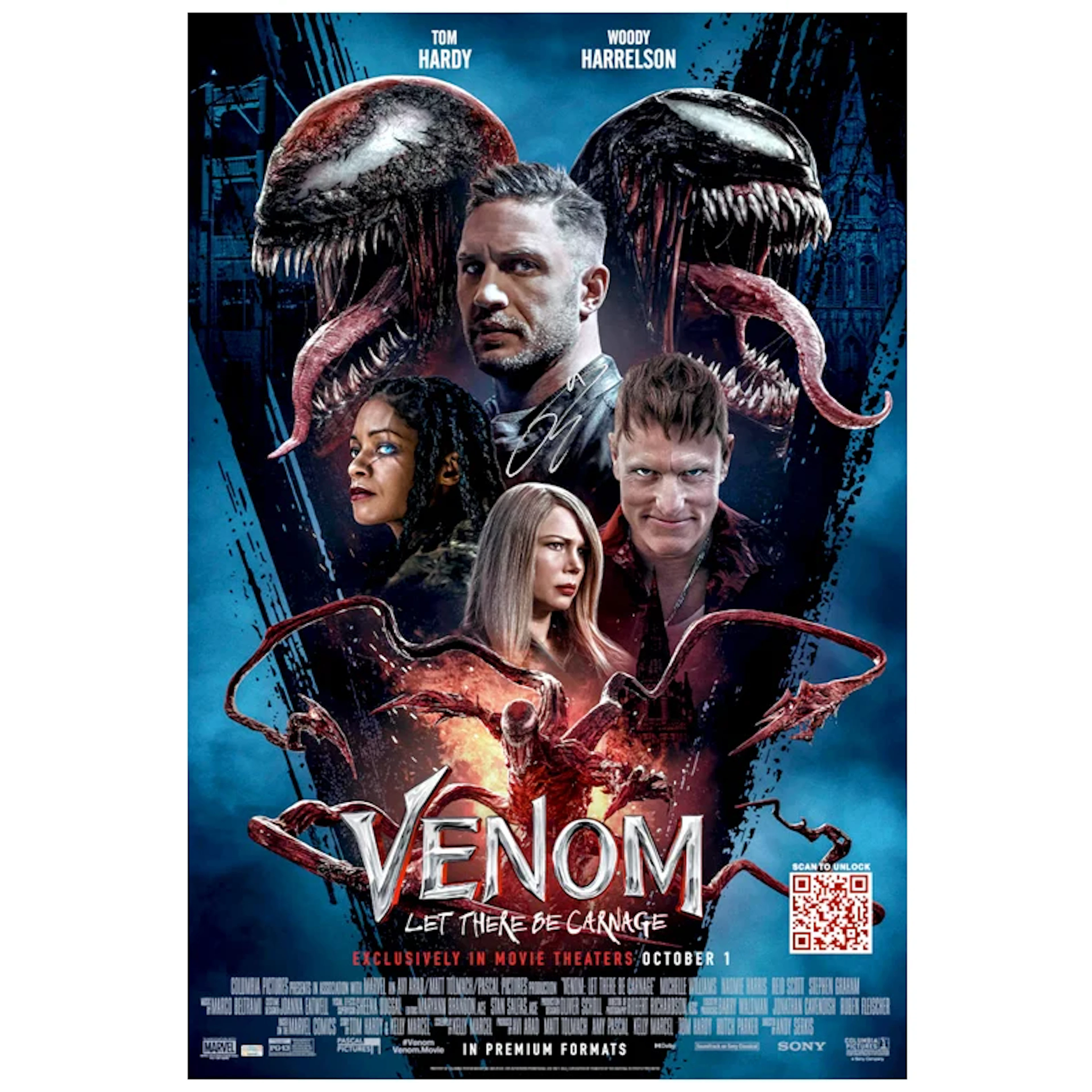 Tom Hardy Autographed 2021 Venom: Let There Be Carnage Original 27x40