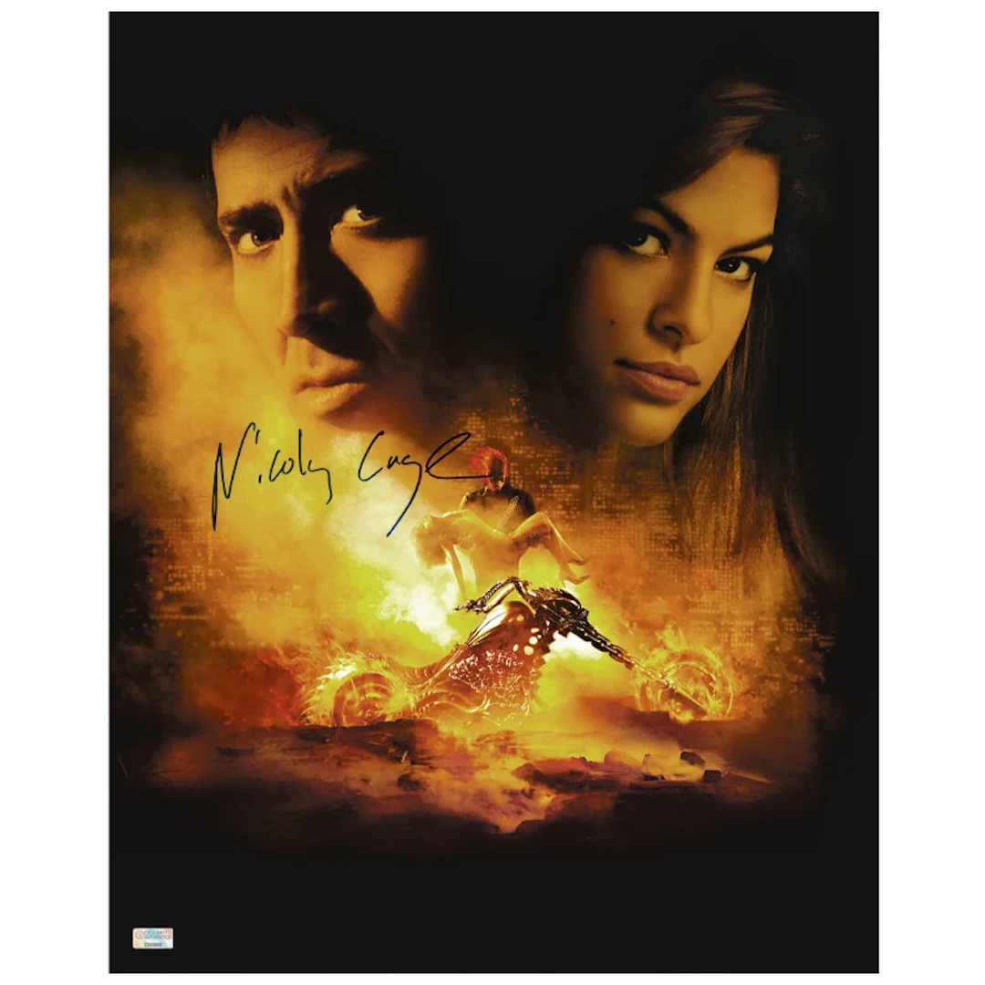 Nicolas Cage Autographed 2007 Ghost Rider Johnny and Roxanne 16x20