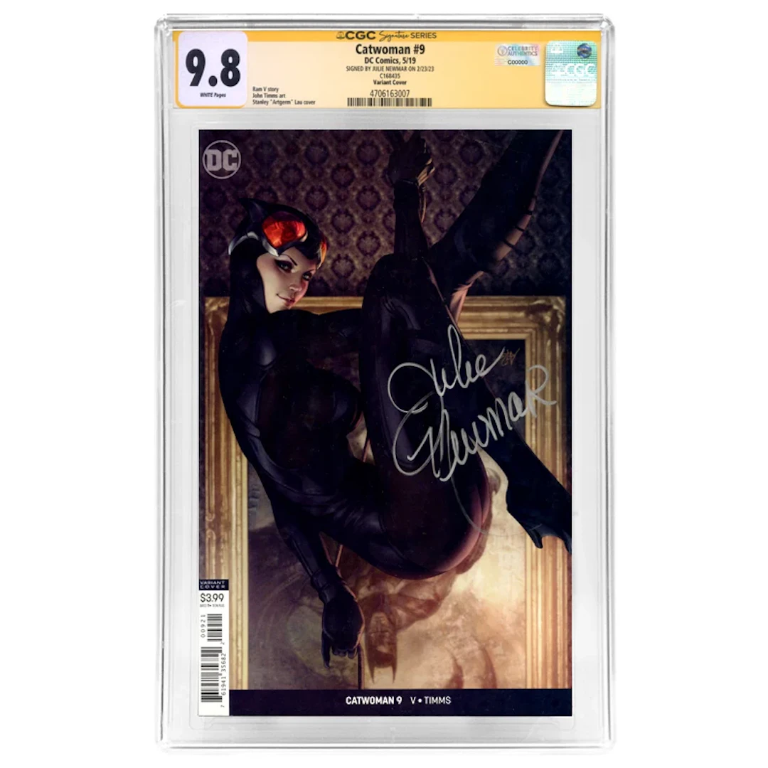 Julie Newmar Autographed 2019 Catwoman #9 Artgerm Variant Cover CGC SS 9.8