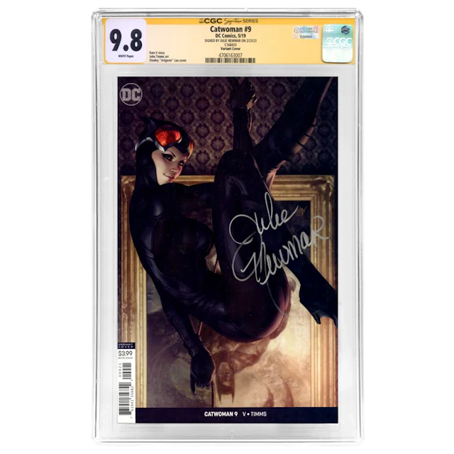 Julie Newmar Autographed 2019 Catwoman #9 Artgerm Variant Cover CGC SS 9.8